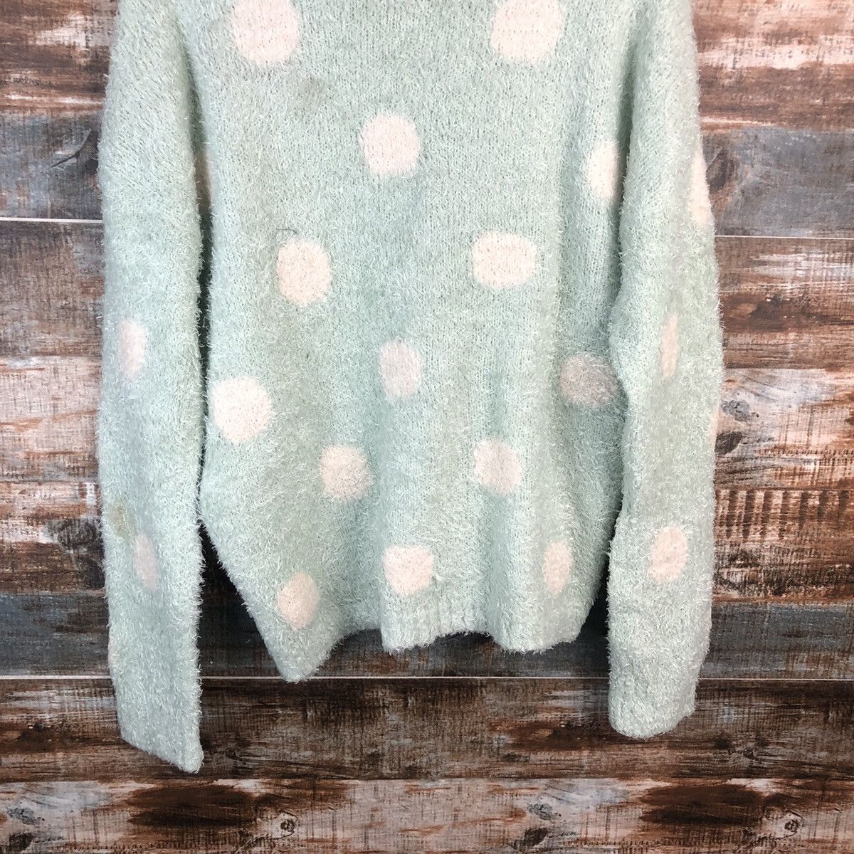 Japanese Brand DL C.O.L.Z.A Green Mohair Fur shaggy Knitwear #C370 Size L / US 10 / IT 46 - 14 Thumbnail