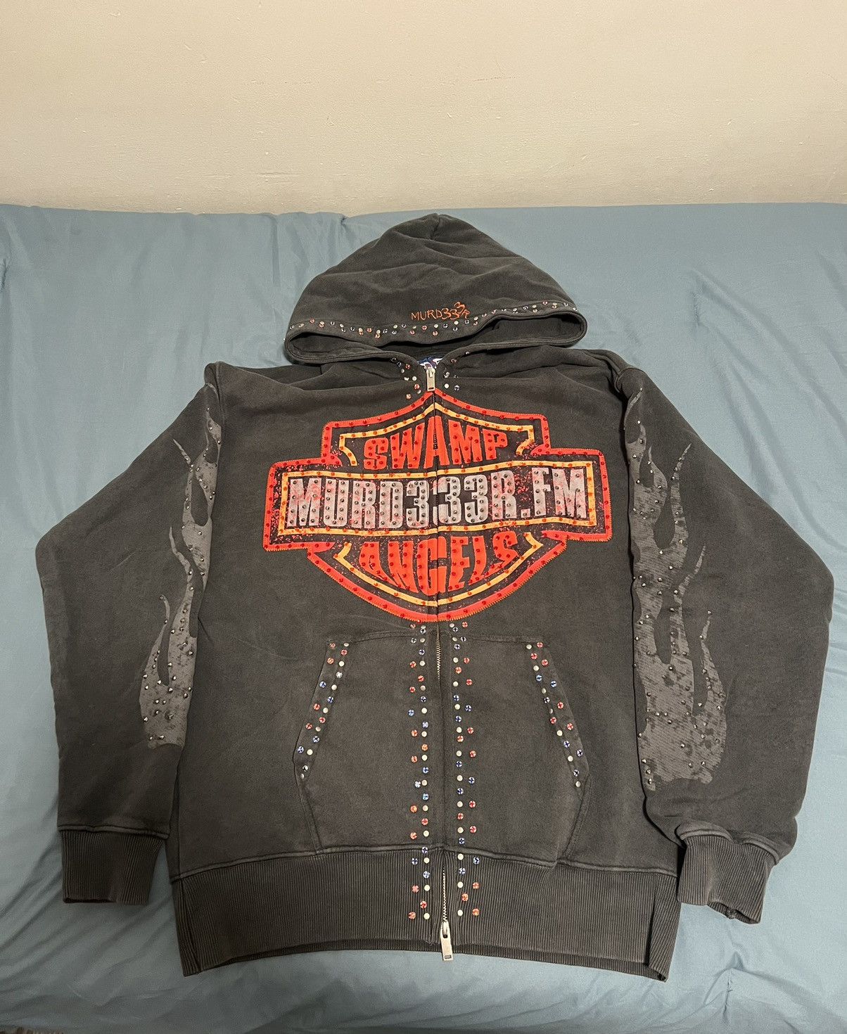 Streetwear × murd333r.fm Murder.fm Chop333r OG Zip Up Grey Hoodie 
