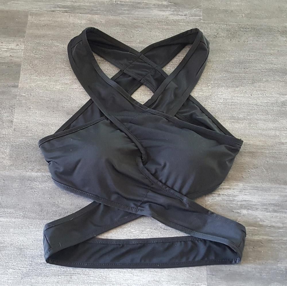 Designer Black Double Wrapped Bikini Top Size ONE SIZE - 1 Thumbnail