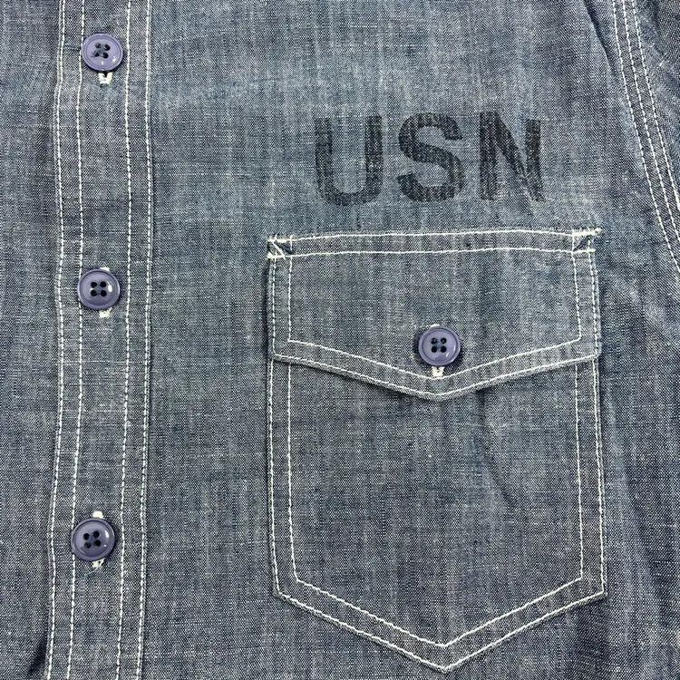 Japanese Brand Houston USN Military Chambray Shirt Size US M / EU 48-50 / 2 - 3 Thumbnail