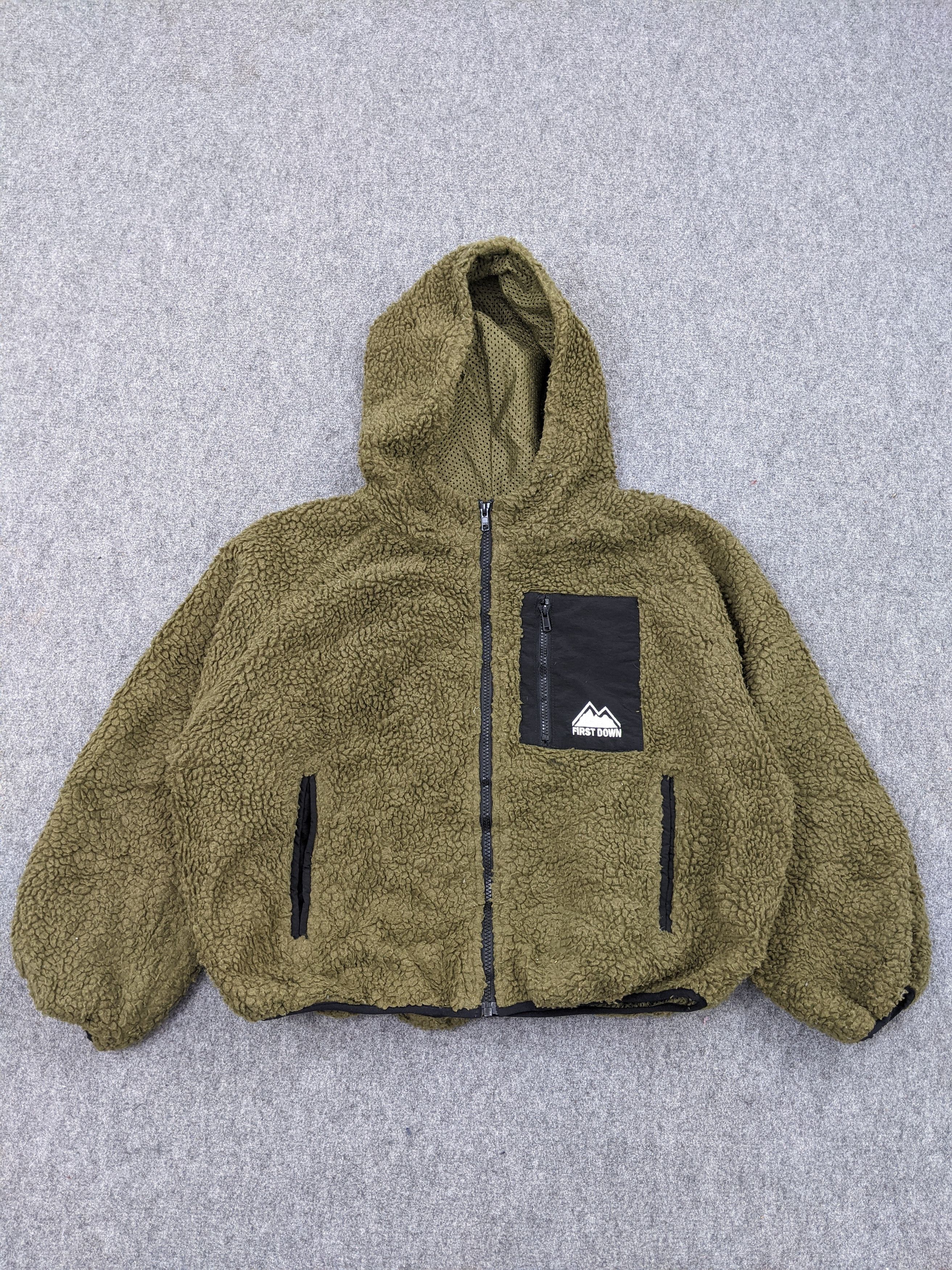 image of Outdoor Life x Vintage First Down Fleece Sherpa Outdoor Jacket in Green, Men's (Size Medium)