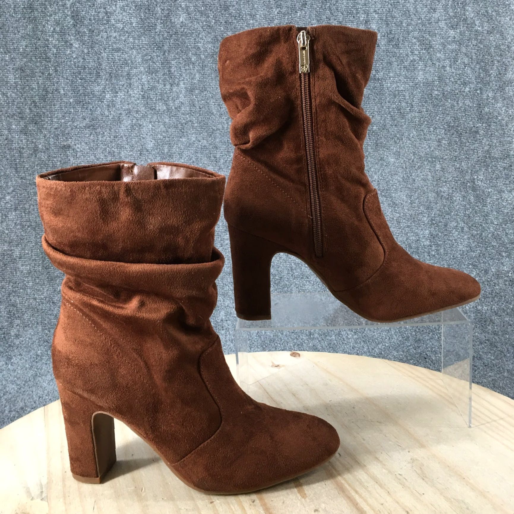 Jessica Simpson Jessica Simpson Boots Womens 9 M Kyminia Mid Calf Brown Suede Casual Heeled Size US 9 / IT 39 - 2 Thumbnail
