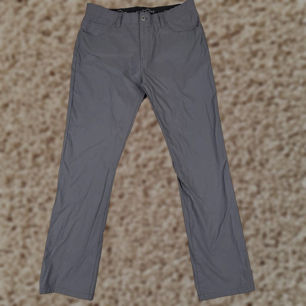 Eddie Bauer Pants Men 36 Gray Straight Leg Cargo Nylon Blend Hiking Camp 36x34 Slim Inseam 34 in Mens