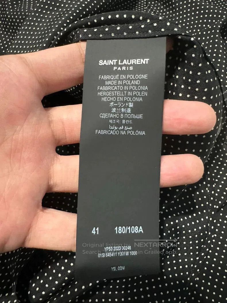 Saint Laurent Paris Saint Laurent Men's Silk Polka Dot Shirt. Size US XS / EU 42 / 0 - 4 Thumbnail