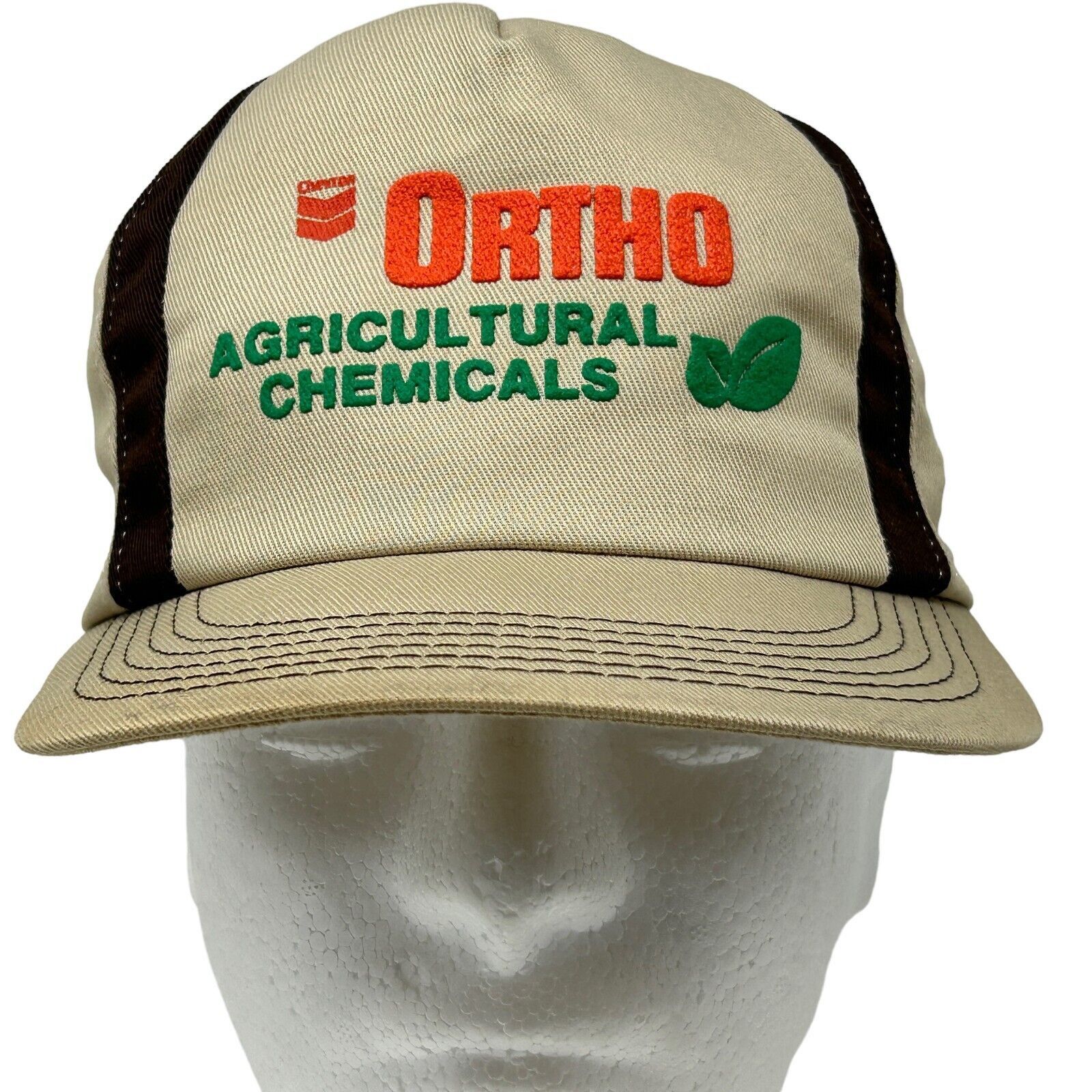 Vintage Vintage 80s Chevron Ortho Hat Baseball Cap USA Made Beige Size ONE SIZE - 2 Thumbnail