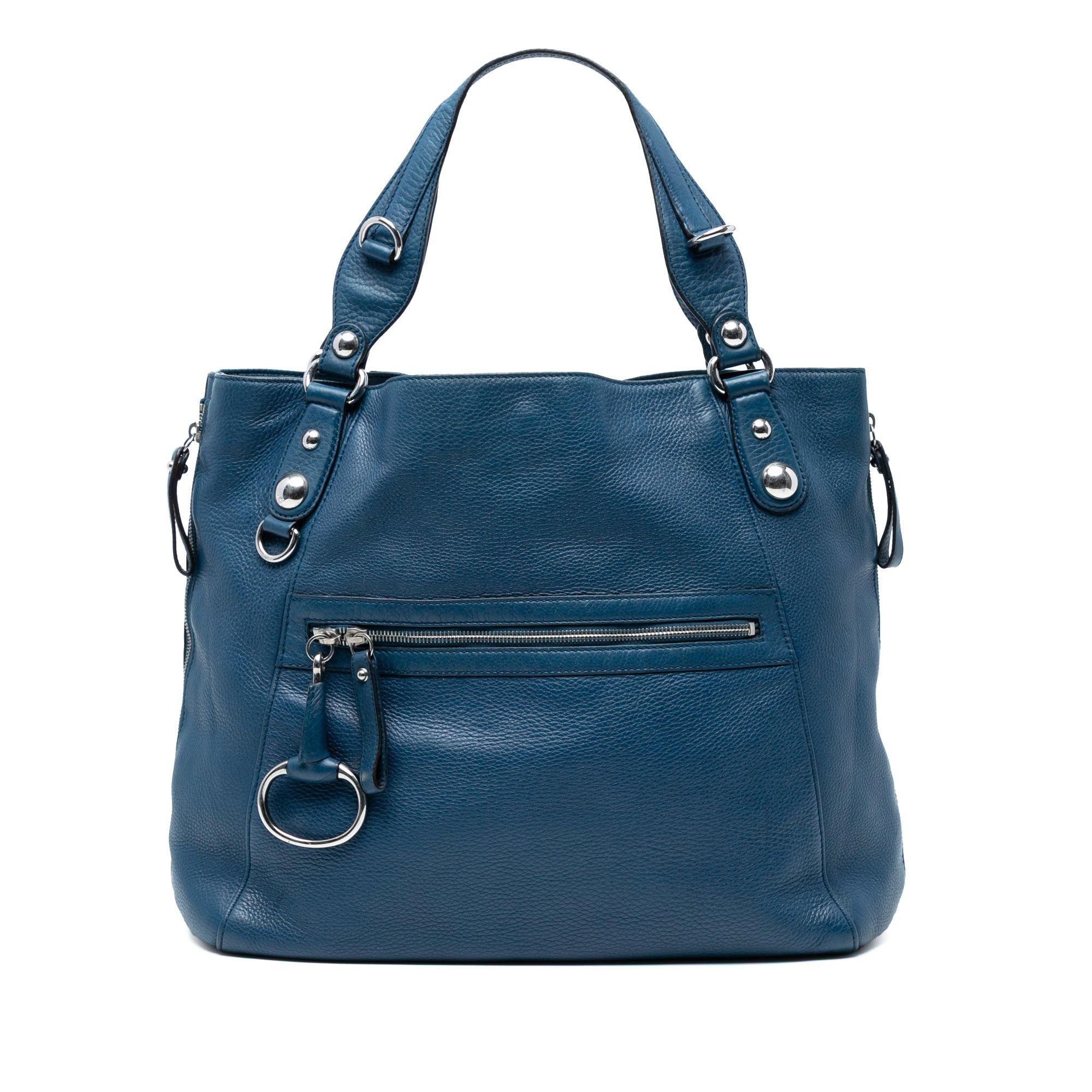 Large Leather Icon Bit Zip Tote