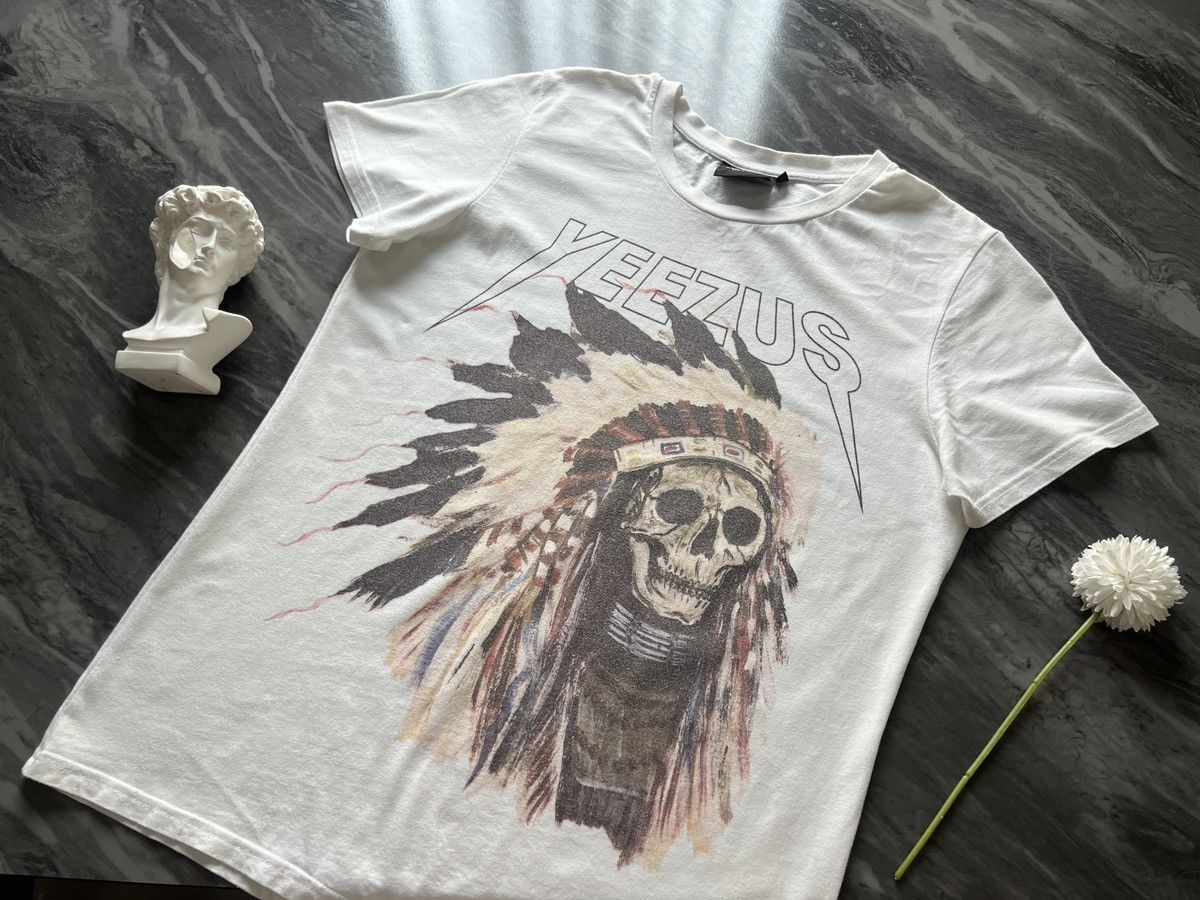 Image of Yeezus : Kanye West Skull Merchandise Tour Tee 2015 in White, Men's (Size Small)