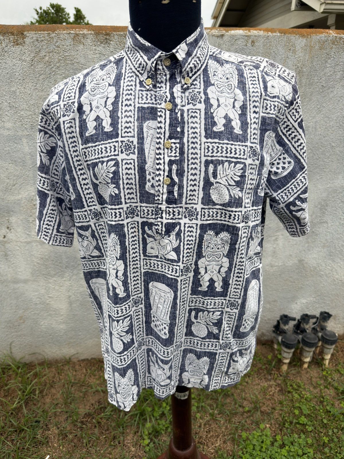 Reyn Spooner PreOwned Reyn Spooner Blue/White Hawaiian Print Men's M Size US M / EU 48-50 / 2 - 1 Thumbnail