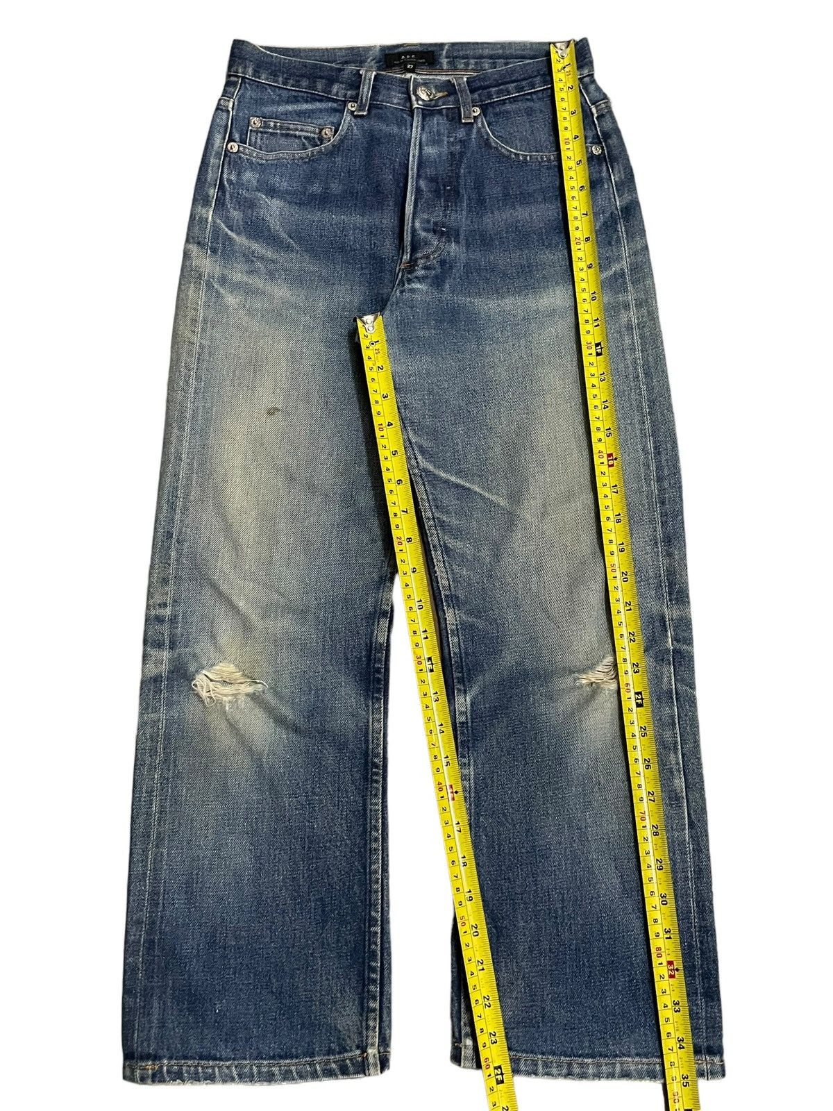 A.P.C. Vintage A.P.C Selvedge Blue Wash Loose Fit Distressed Jeans Size US 27 - 21 Thumbnail