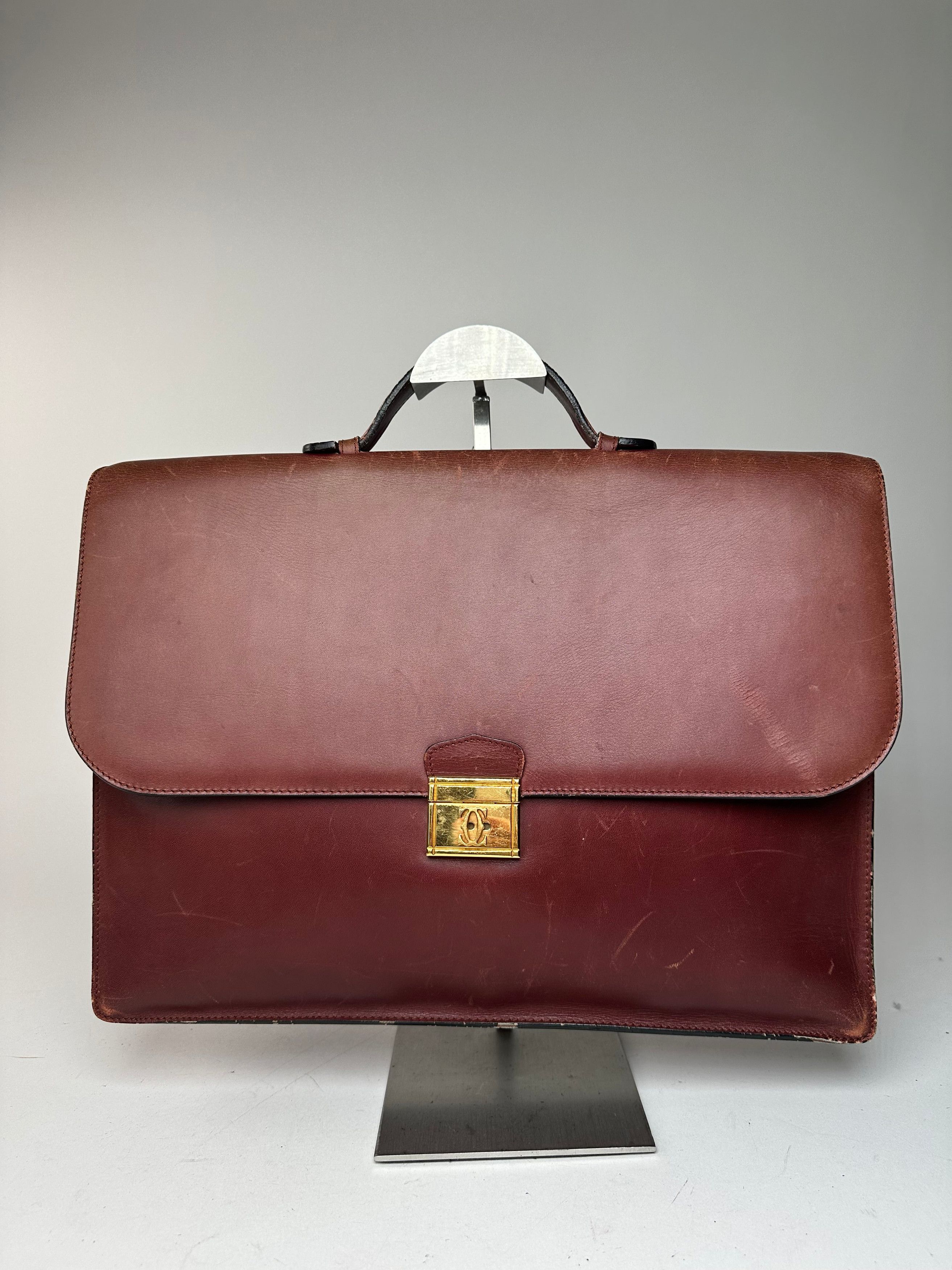 Cartier Vintage Burgundy Leather Satchel Size ONE SIZE - 1 Thumbnail