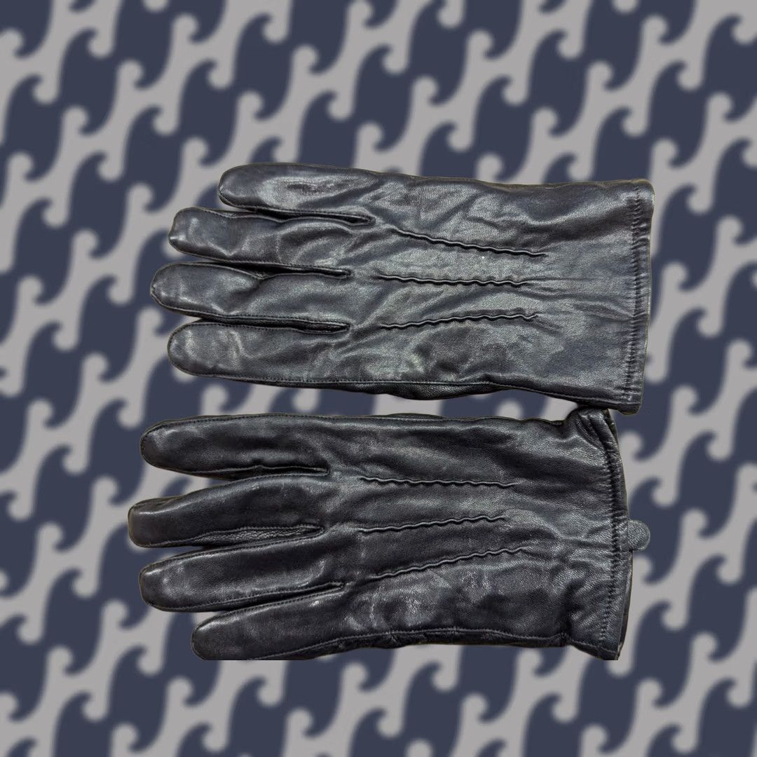 Vintage Genuine Leather Mens Gloves Size 10.5 Black Winter Acryl Lining Glove Warm Casual Men Leather Handwear Size ONE SIZE - 1 Thumbnail