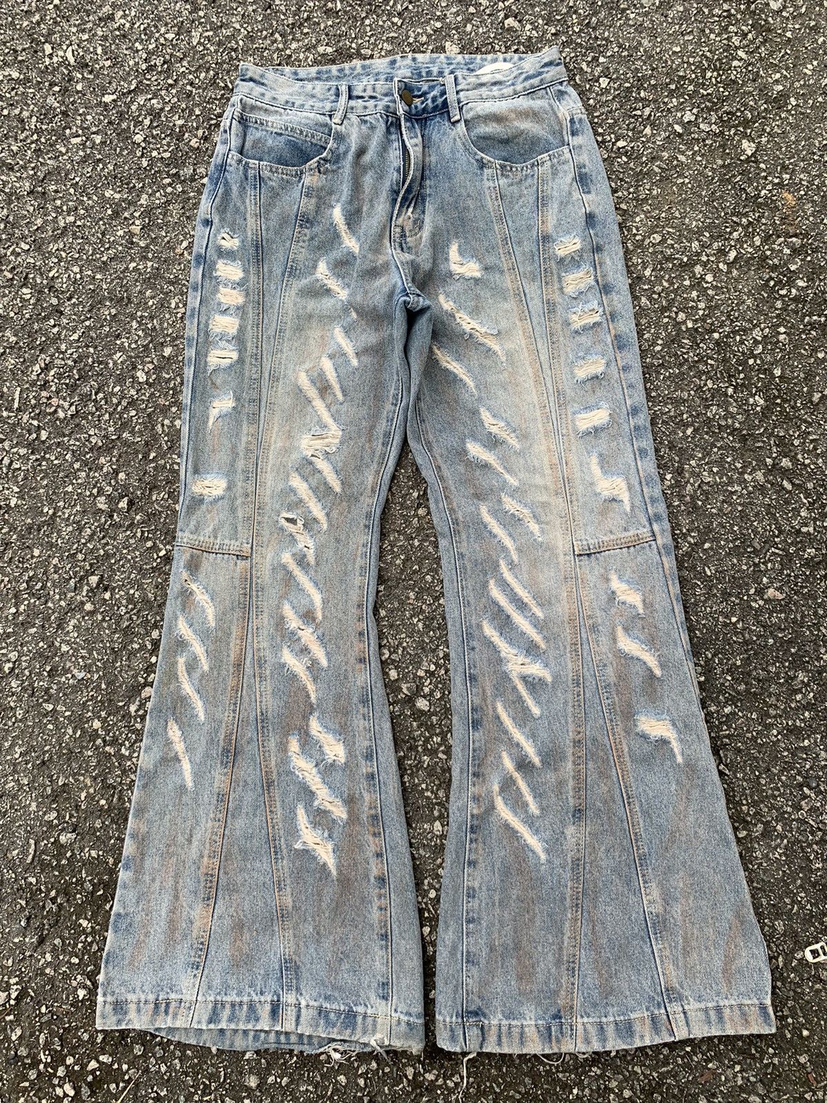 Japanese Brand × Kapital × Vintage FLARE💥 ARGUECULTURE JAPANESE PUNK STYLE DISTRESSED DENIM☠️🎌 Size US 31 - 2 Thumbnail