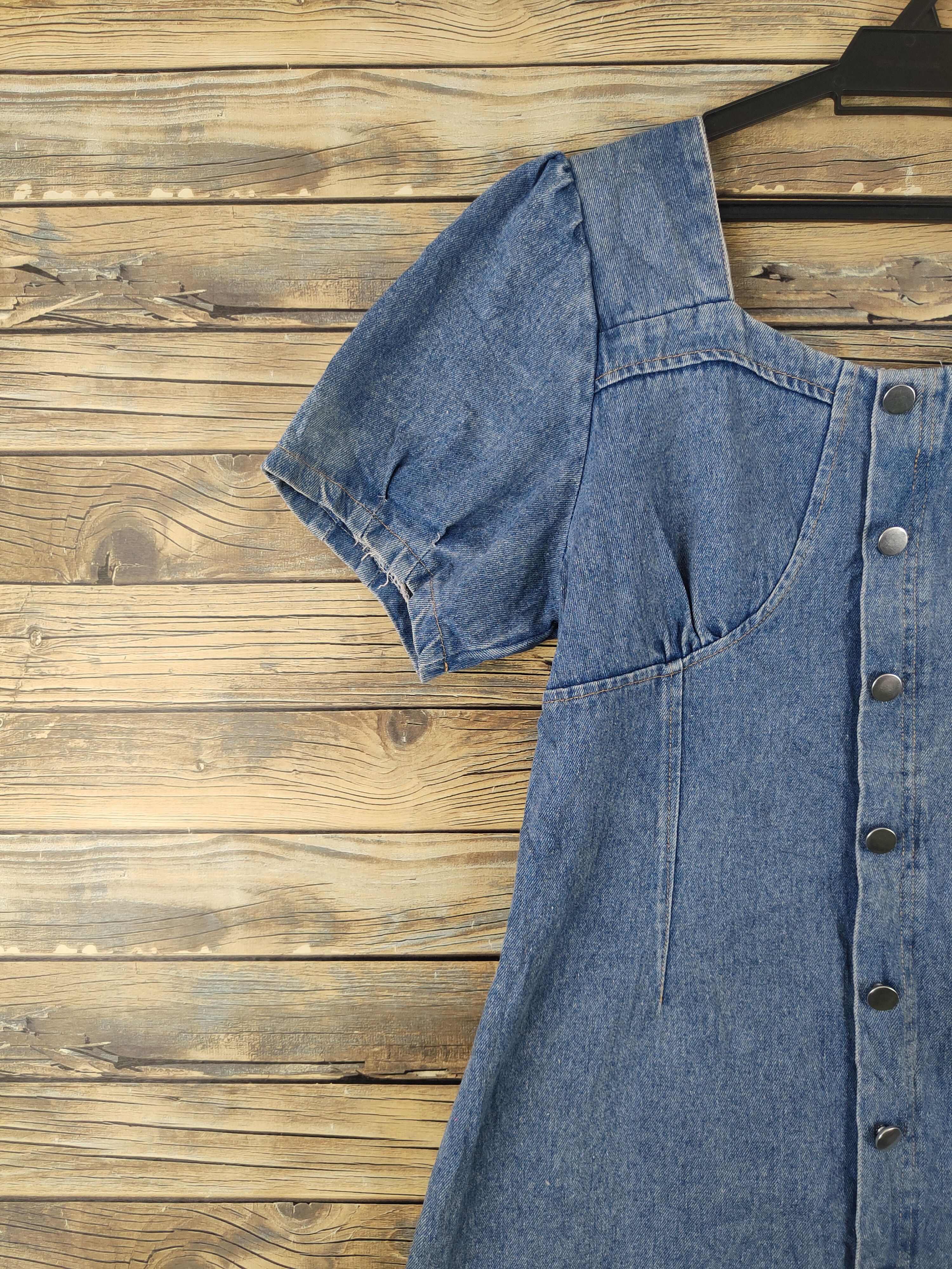 Japanese Brand × Vintage Vintage Japanese Brand Blue Button Up Denim Blouses Size M / US 6-8 / IT 42-44 - 3 Thumbnail