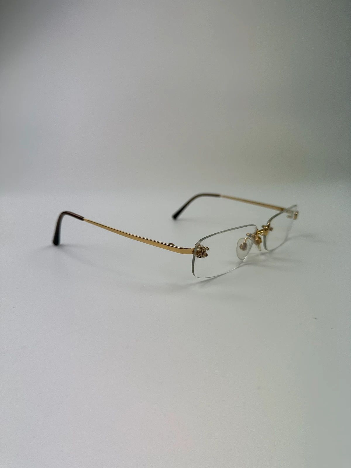 Chanel Chanel White Argent Gold Sunglasses Rimless Strass Size ONE SIZE - 1 Thumbnail