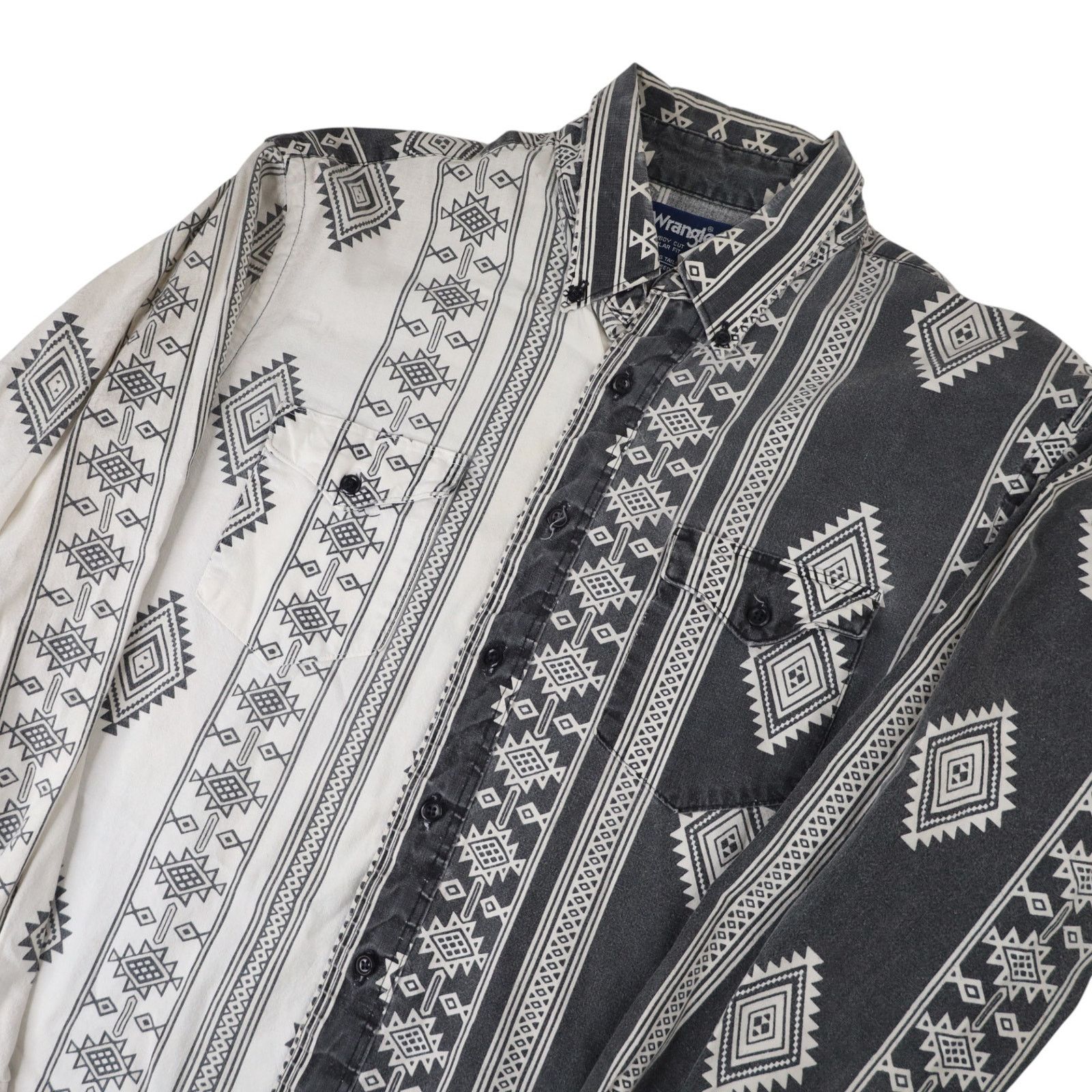 Vintage × Wrangler VTG Wrangler Split Aztec Navajo Design Striped Western Shirt Size US L / EU 52-54 / 3 - 2 Thumbnail