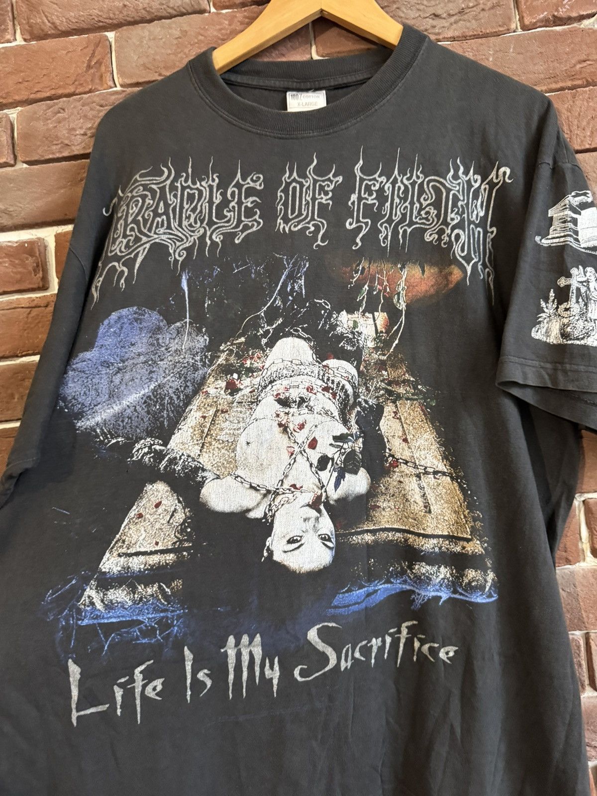 Band Tees Vintage 1998 Cradle of Filth Life Is Sacrifice Band Tshirt Size US XL / EU 56 / 4 - 4 Thumbnail