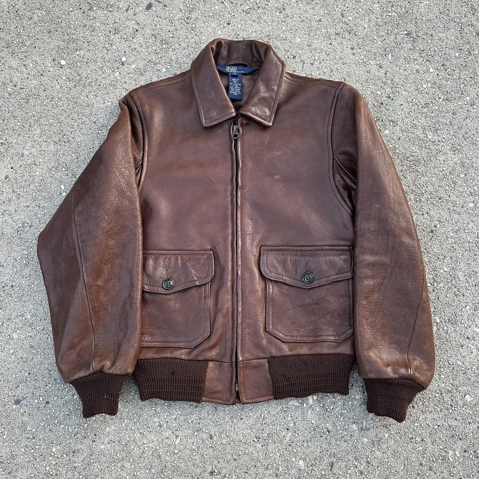 Leather × Polo Ralph Lauren × Vintage Vintage 90s Polo Ralph Lauren Brown A-2 Leather Jacket Women Size S / US 4 / IT 40 - 1 Thumbnail
