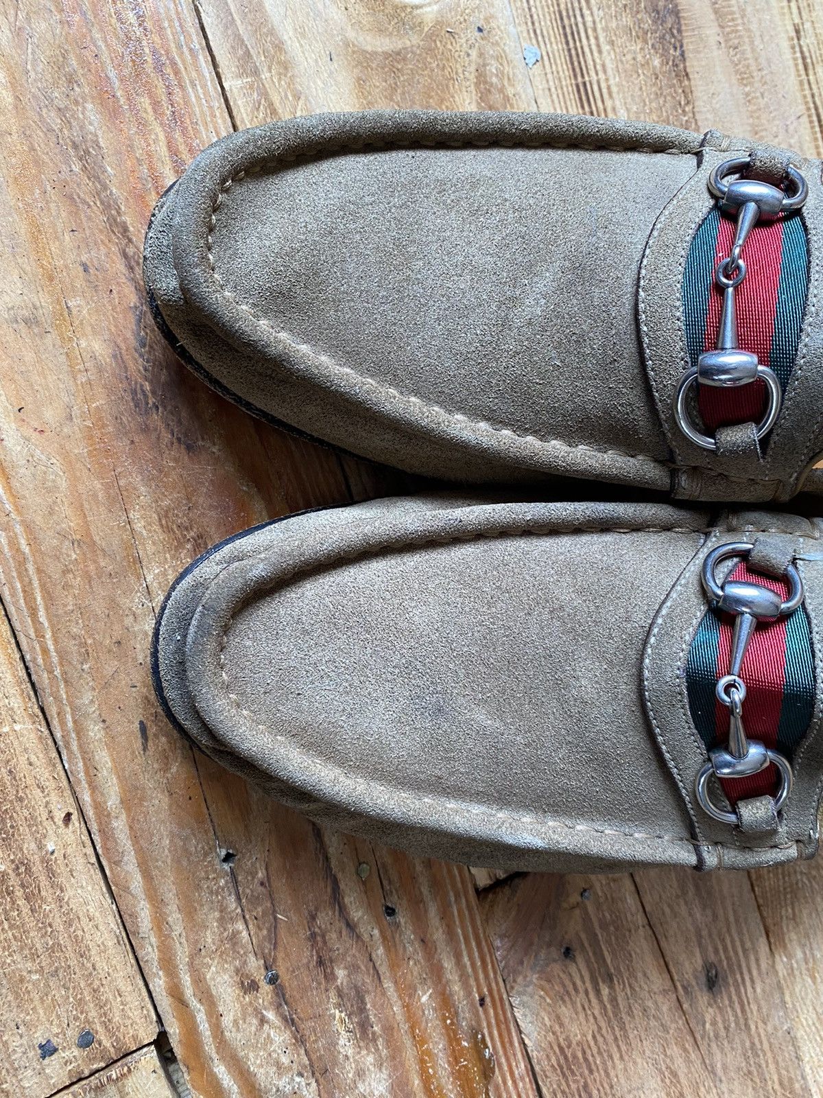 Gucci Gucci horsebit 3 stripes suede gray loafers sz uk 11D Size US 12 / EU 45 - 20 Thumbnail