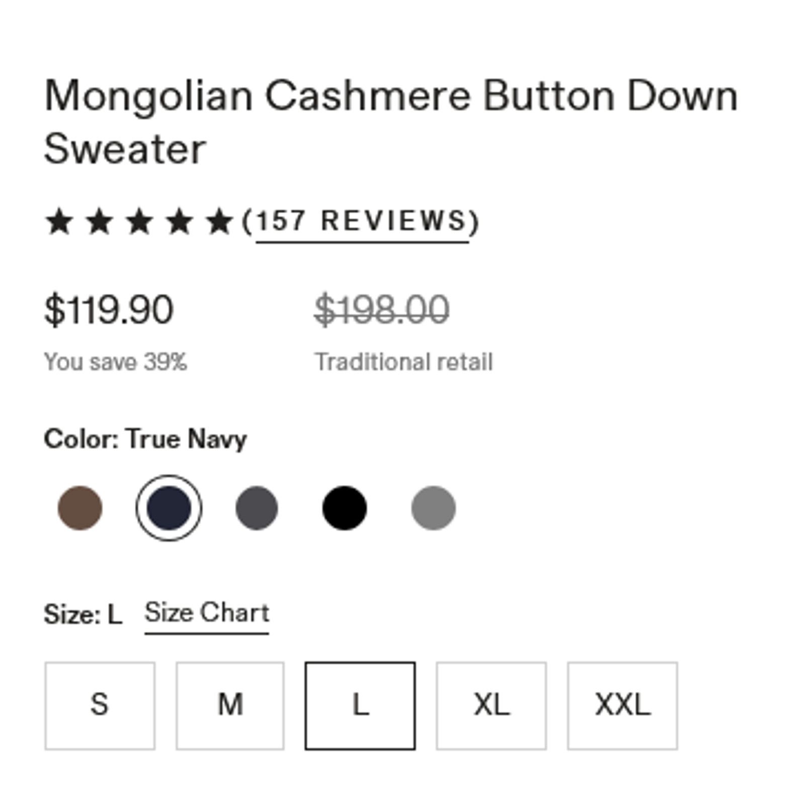 Quince Quince Mongolian Cashmere ButtonDown Sweater Large Navy NWOT Size US L / EU 52-54 / 3 - 5 Thumbnail
