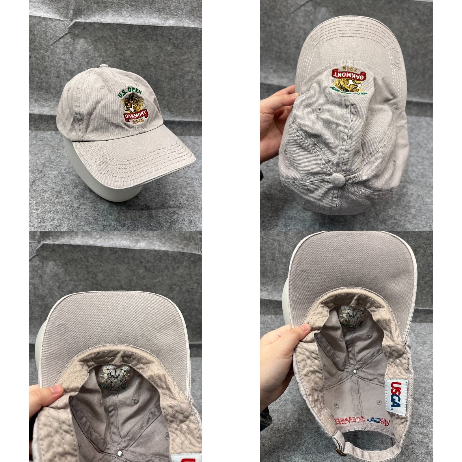 Vintage USGA US Open Hat Cap Strap Back Adult One Size Gray Oakmont 2016 USGA Cotton Golf Baseball Cap Mens One Size Gray Sports Logo 2016 Oakmont USGA Size ONE SIZE - 8 Thumbnail