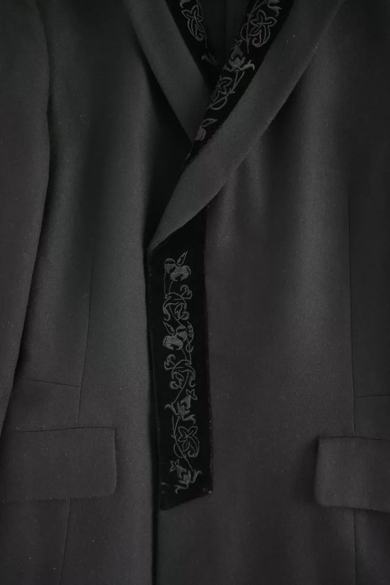 Yohji Yamamoto Yohji Yamamoto size m 97aw black velvet floral blazer 2505 Size 36R - 5 Thumbnail