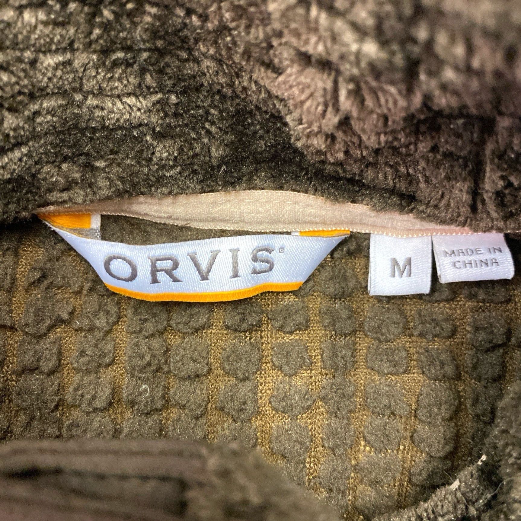 Orvis Orvis Fleece Pullover Womens M Brown Grid Plush Warm Winter 1/4 Snap Pullover Sweatshirt Casual Women’s Regular Long Sleeve Size M / US 6-8 / IT 42-44 - 2 Thumbnail