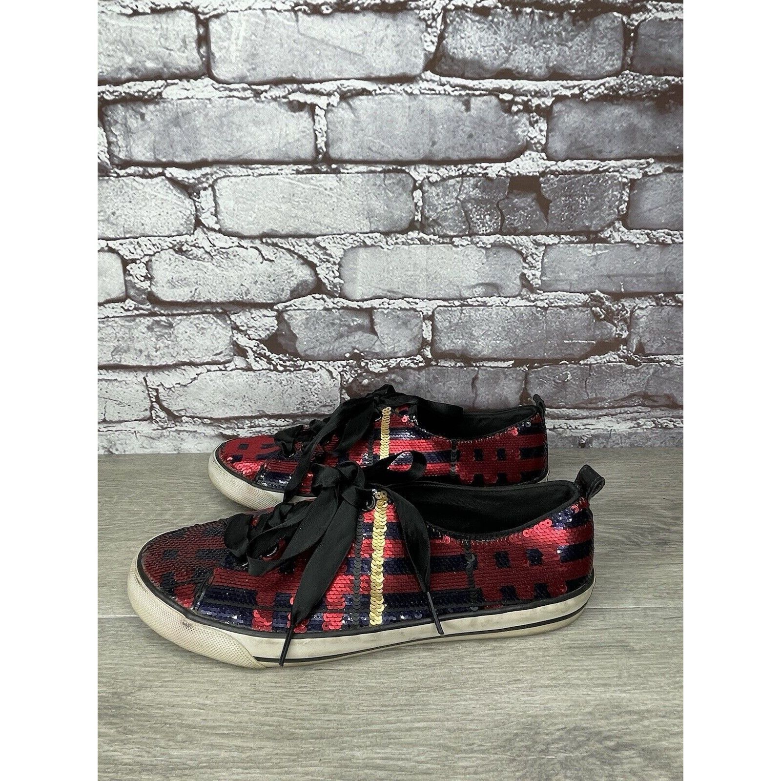 Coach Coach Willa Sequin Black Red Plaid Casual Ribbon Lace Sneake Size US 7.5 / IT 37.5 - 13 Thumbnail