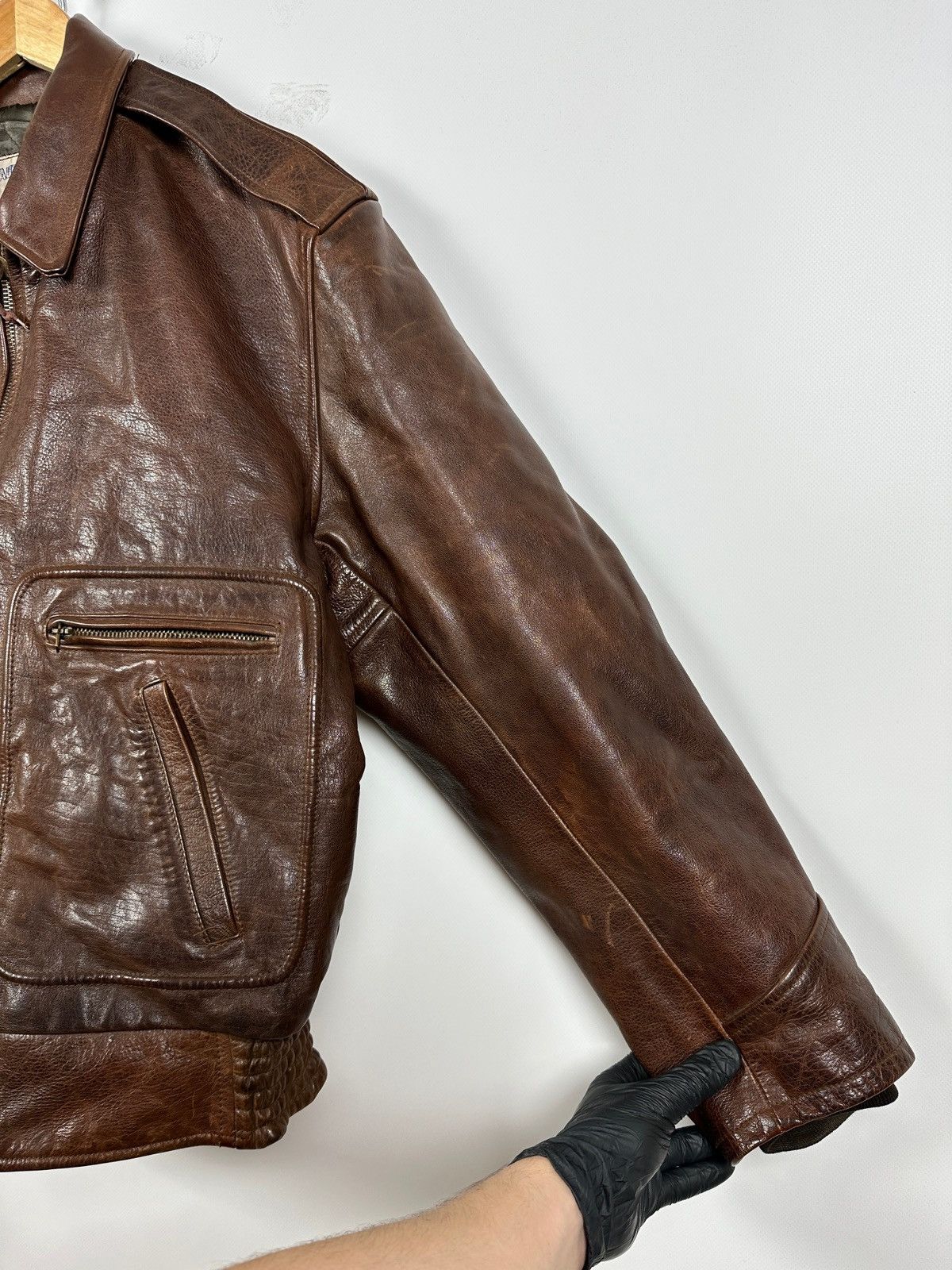 Chevignon Vintage Chevignon France A-2 Brown Heavy Leather Jacket Size US XL / EU 56 / 4 - 11 Thumbnail