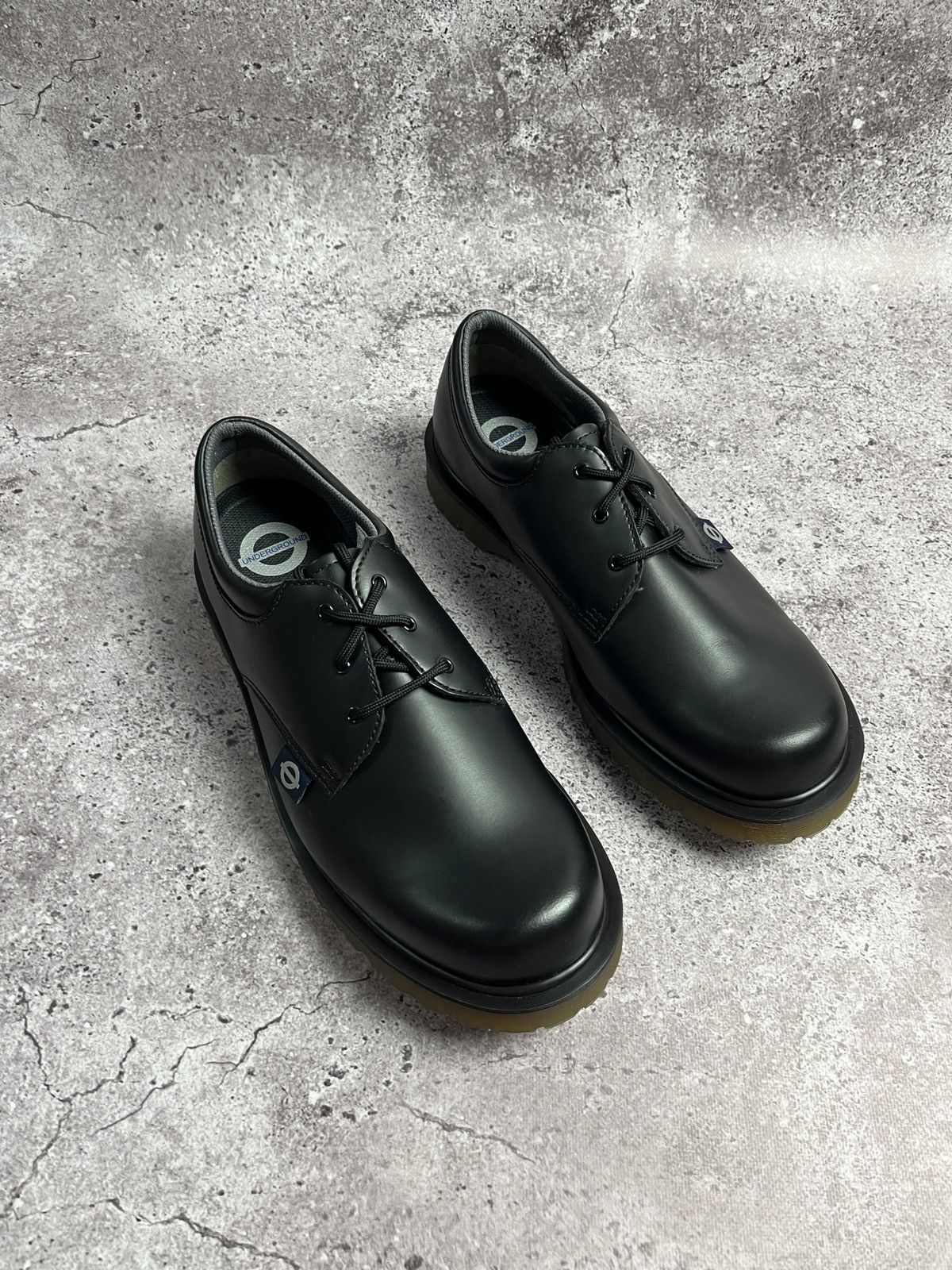 Dr Martens x Underground Dr. Martens London Underground Black Leather Shoes, Men's (Size 12)