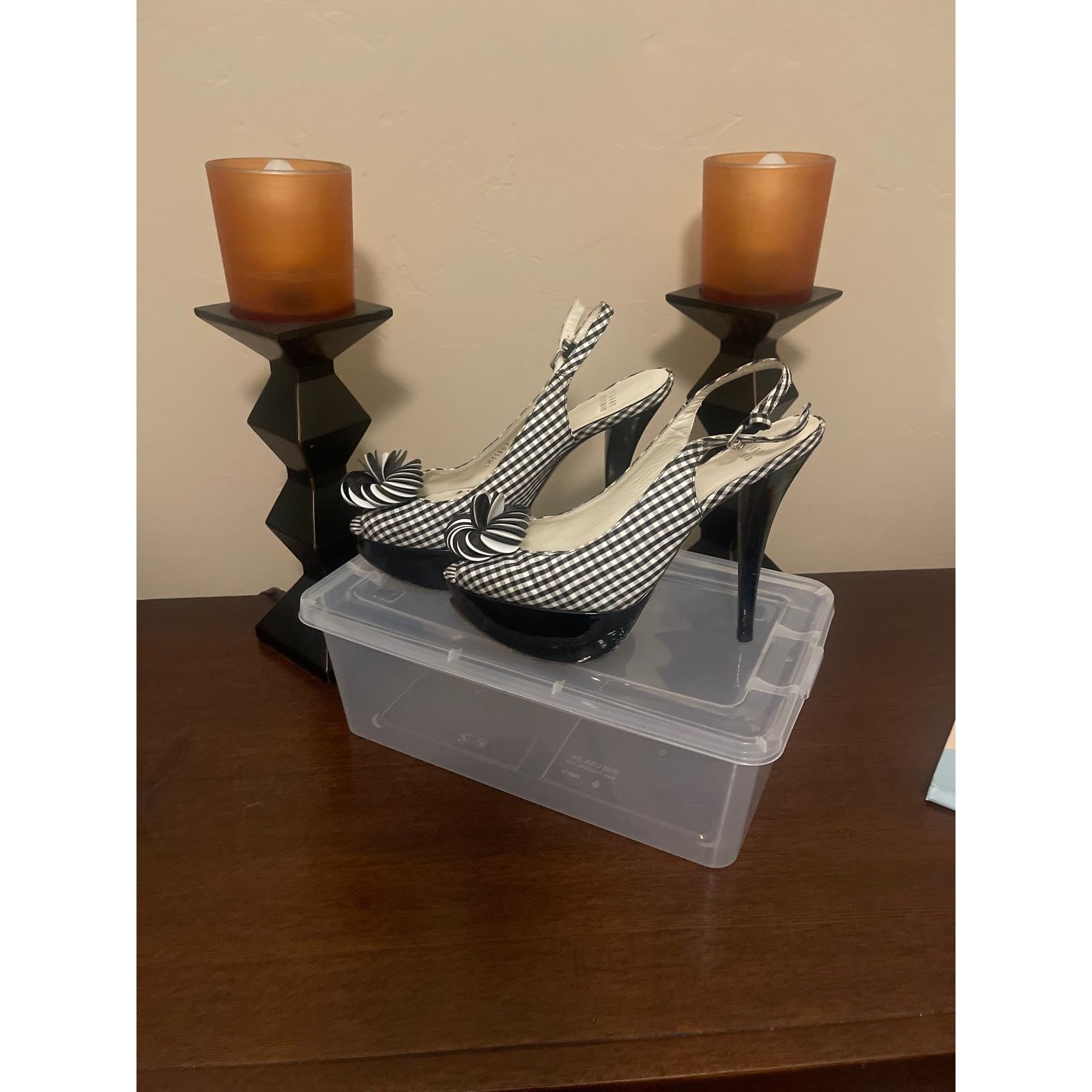 Stuart Weitzman Stuart Weitzman Gingham Slingback Peep Toe Heels – Size 8 Size US 8 / IT 38 - 6 Thumbnail