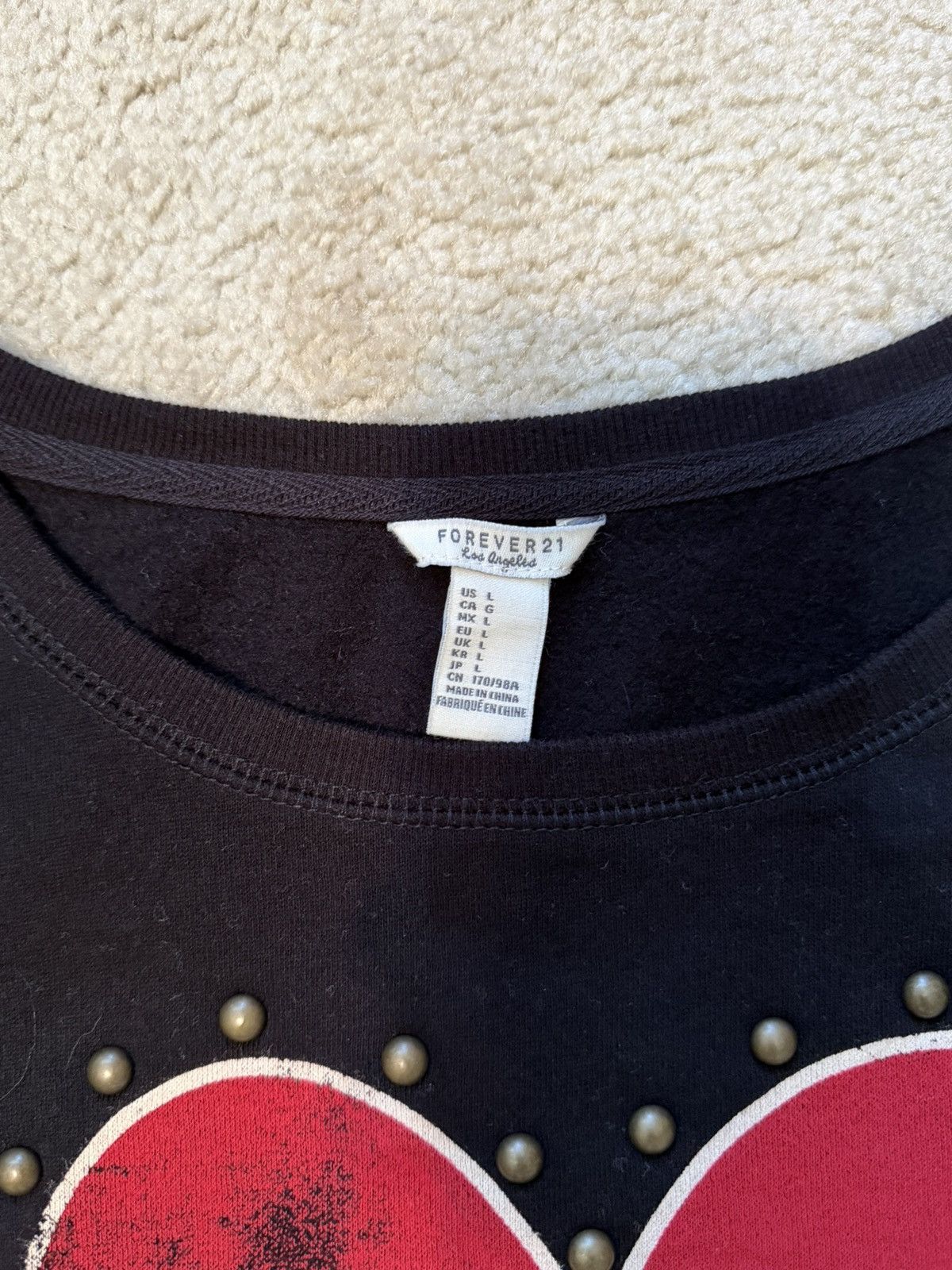 Forever 21 NWT Forever 21 “Whatever” Heart Cropped Black Sweatshrit Size L / US 10 / IT 46 - 4 Thumbnail