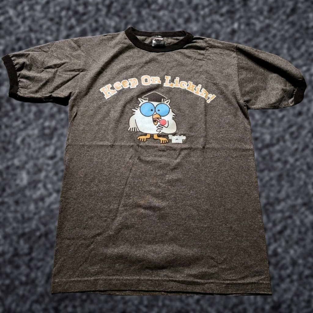 Vintage VINTAGE TNT T SHIRT Mens S Owl Crew Neck Short Sleeve Brown Cotton Blend Graphic Tee 2006 Tootsie Pop Roll Keep Licking Mr Owl Size US S / EU 44-46 / 1 - 1 Thumbnail
