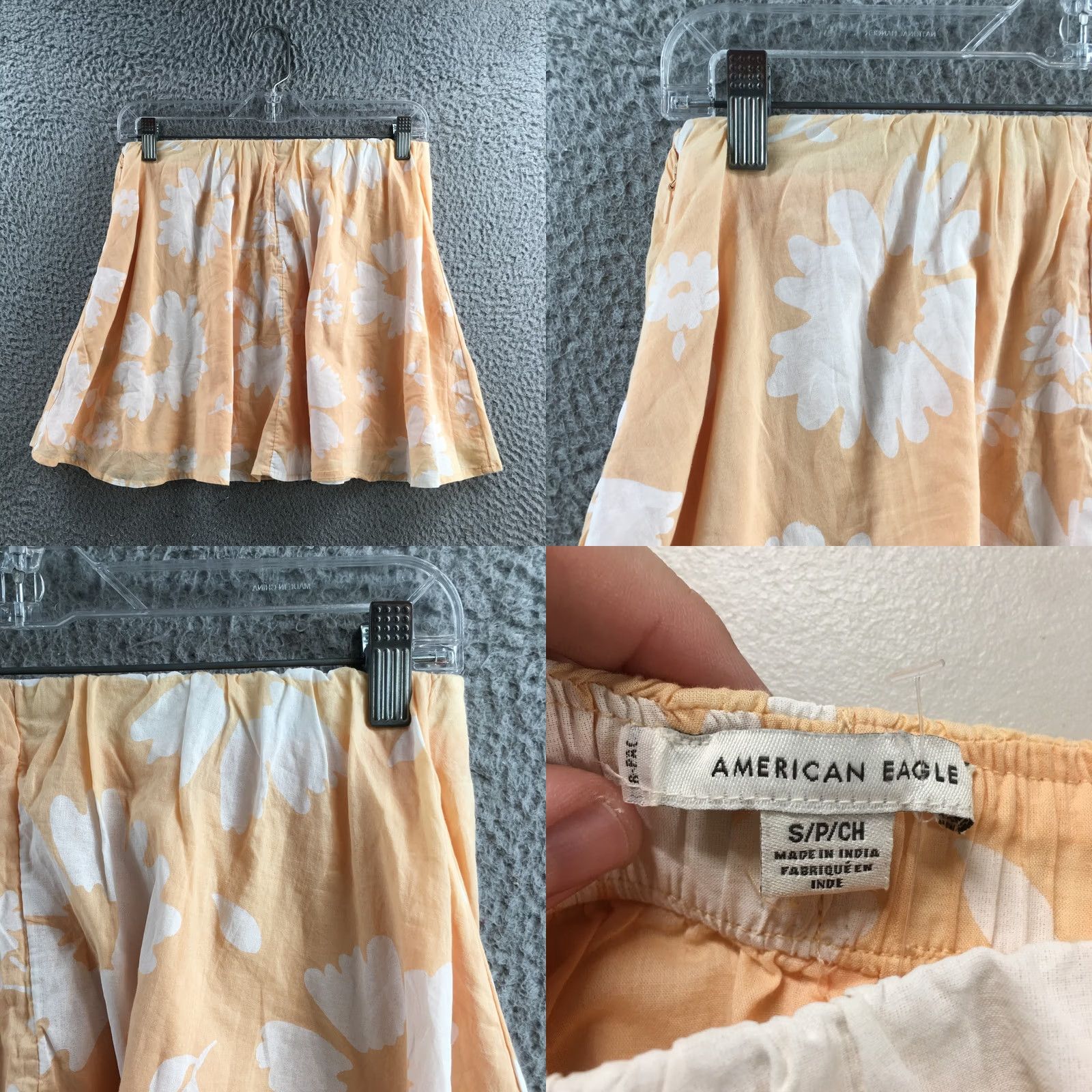 American Eagle Outfitters American Eagle Outfitters Mini Skirt Womens S Orange Floral Print Elastic Waist Size 28" / US 6 / IT 42 - 8 Thumbnail
