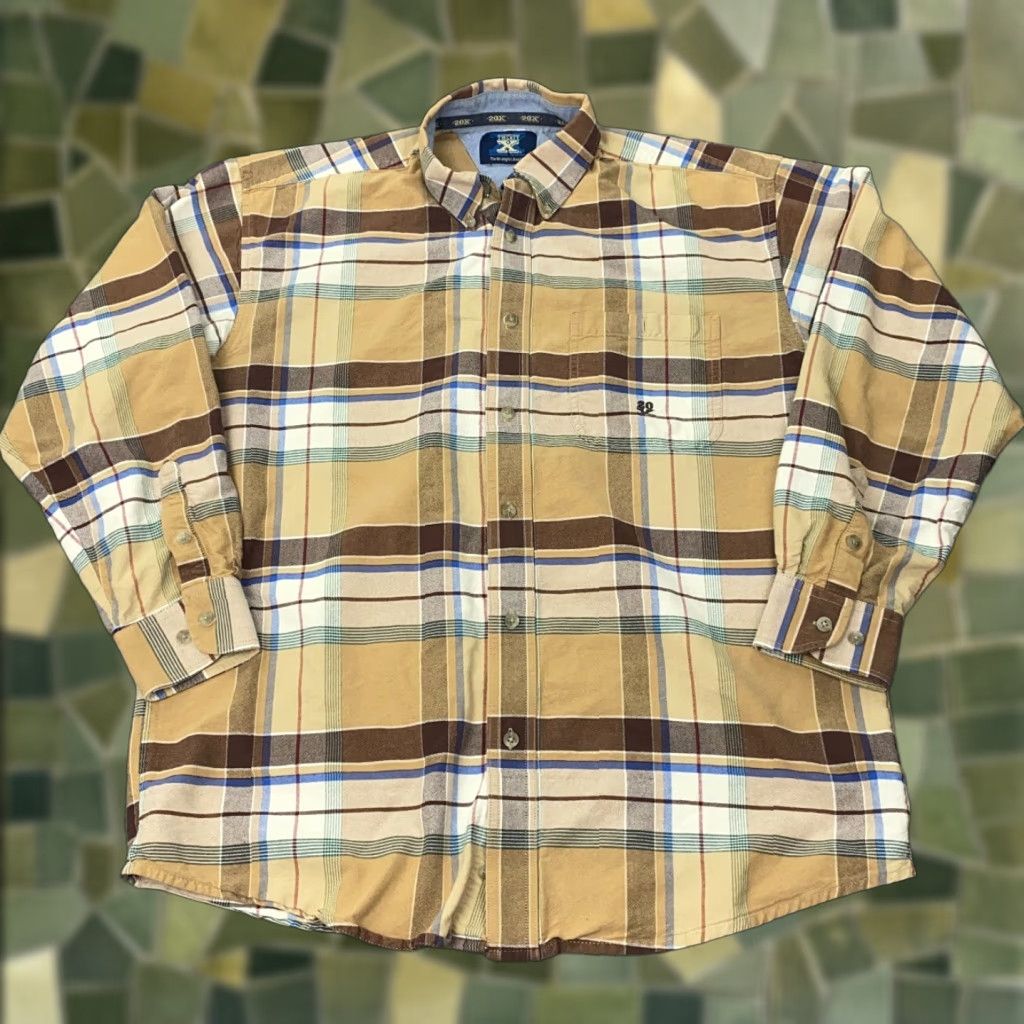 Wrangler WRANGLER Shirt Mens Large Brown Plaid Flannel 20X Cowboy Western Casual Workwear Long Sleeve Button-Up Cotton Plaid 90s Theme Mens Size US L / EU 52-54 / 3 - 1 Thumbnail