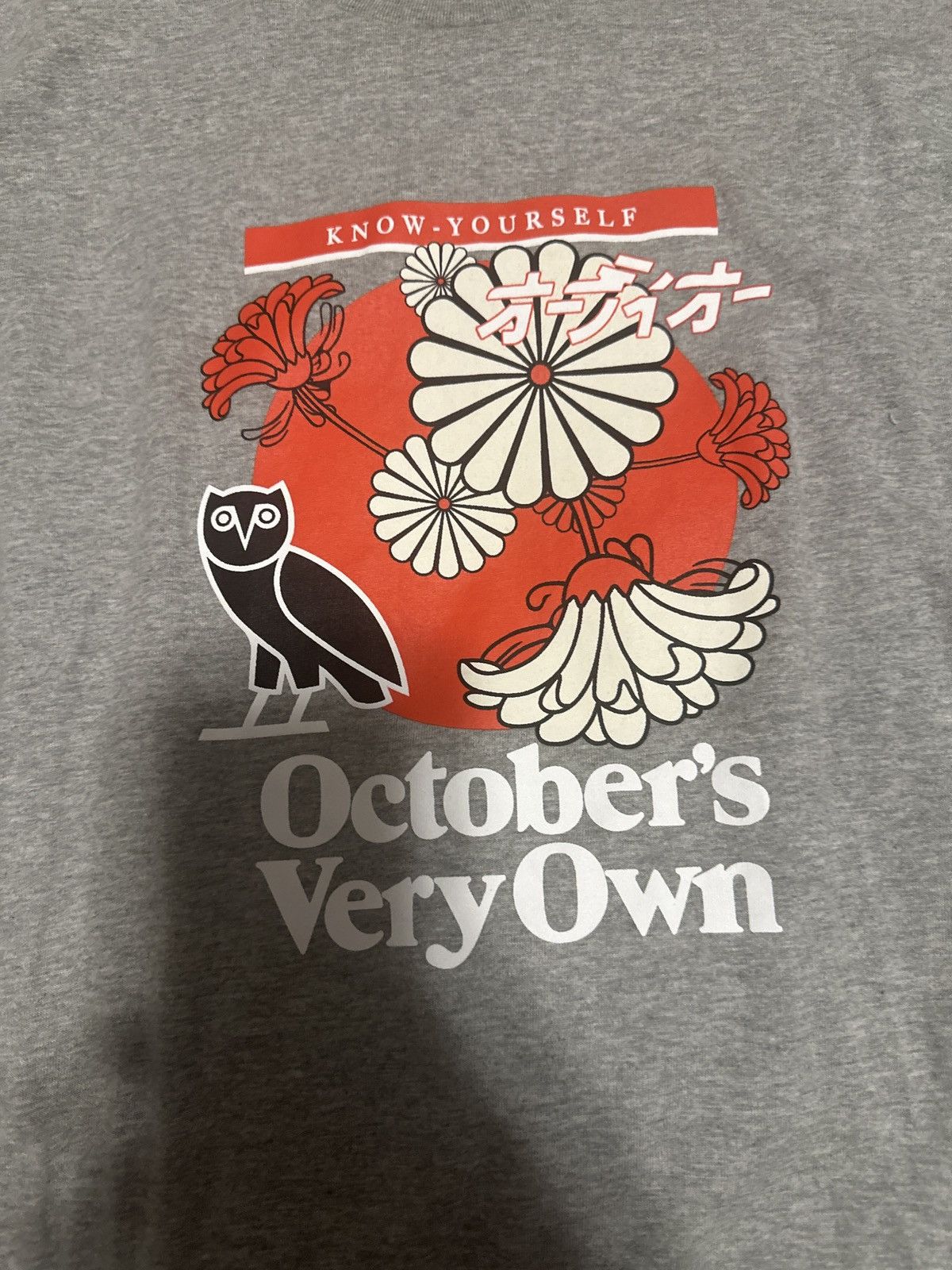 Drake × October's Very Own Drake OVO Grey/Red Flower Tee Size US XL / EU 56 / 4 - 3 Thumbnail