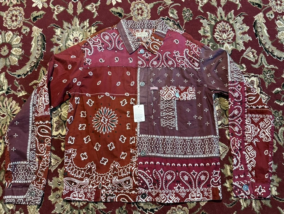 image of Kapital Bandana Patchwork Shirt in Red, Men's (Size Medium)