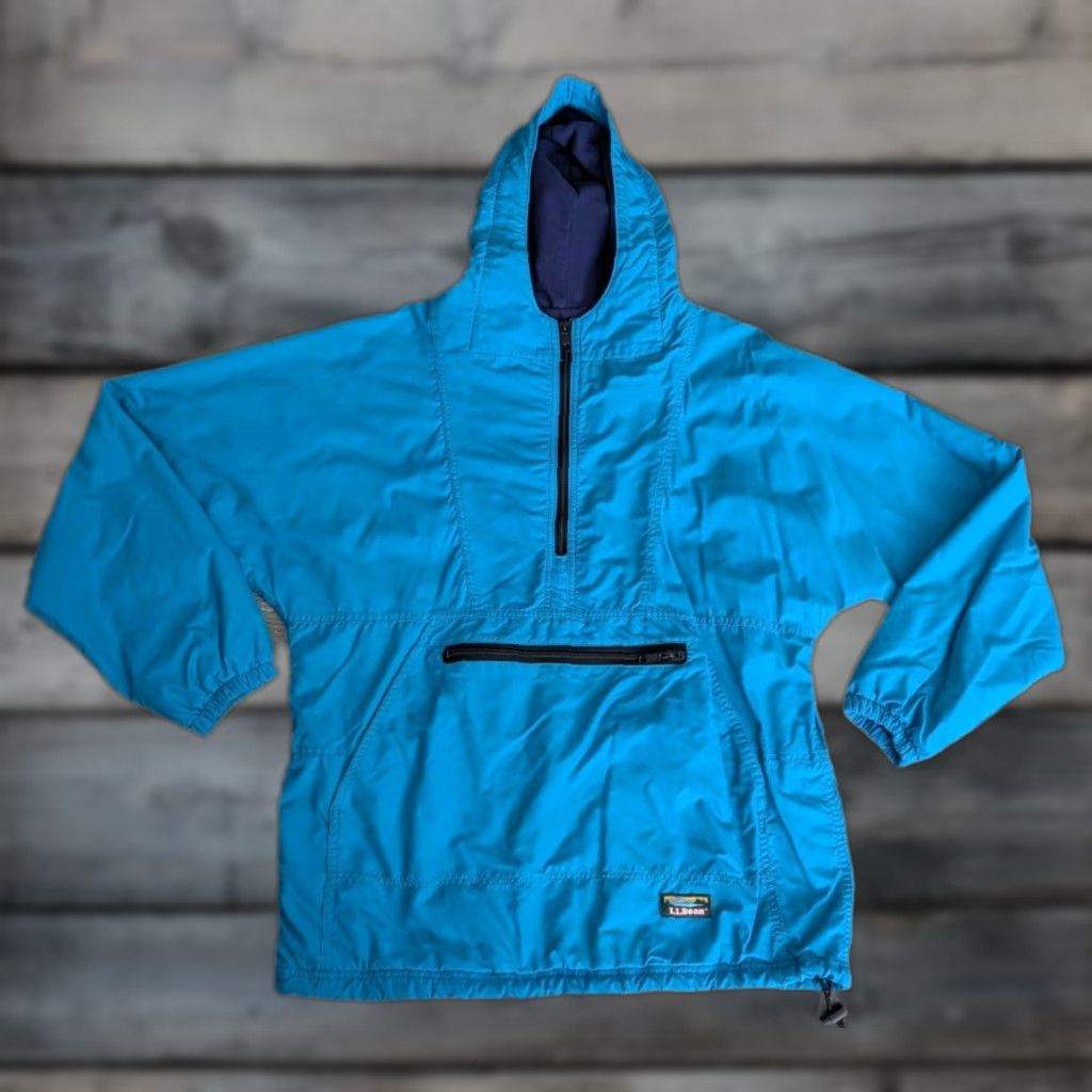 Vintage VINTAGE L.L. Bean Jacket Windbreaker Hooded Nylon Blue M Mens Old School USA Made Short Coat Pocket Zipper Pockets Reg Fit Size US M / EU 48-50 / 2 - 1 Thumbnail