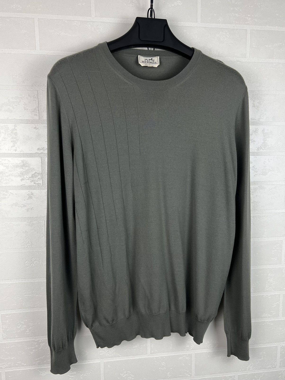 Hermes HERMES Sweater Crewneck Wool Monogram Textured H Gray Men's Size US XXL / EU 58 / 5 - 2 Thumbnail