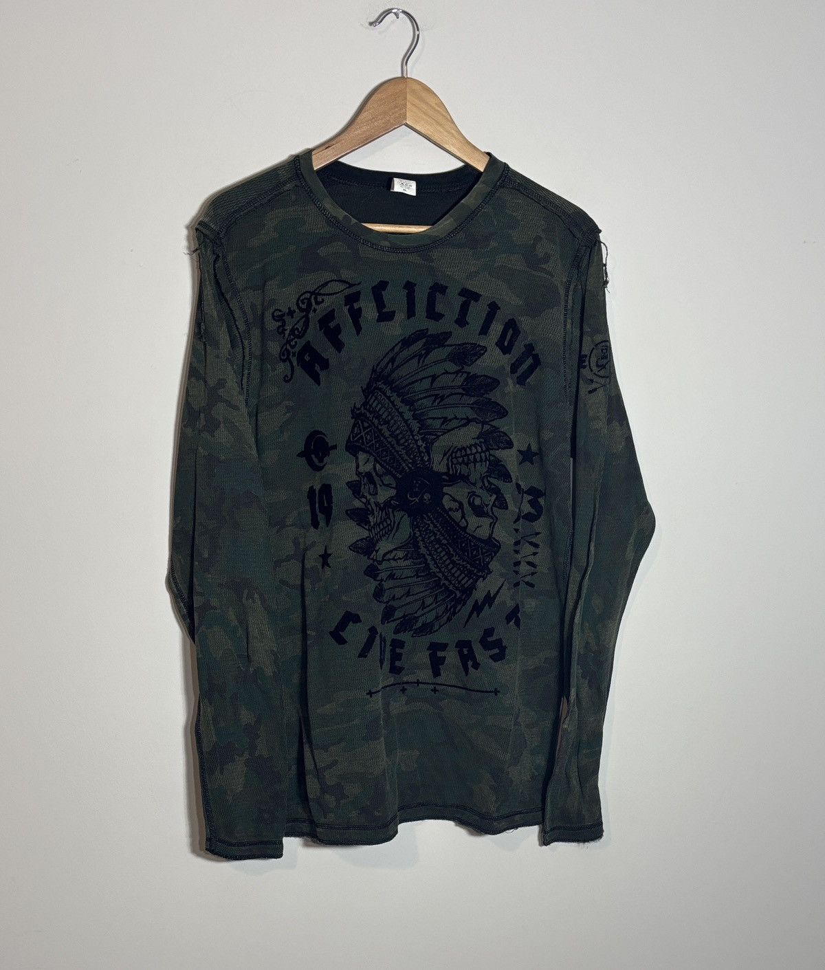 Affliction Affliction Long Sleeve Thermal Reversible Shirt XL Grunge Size US XL / EU 56 / 4 - 1 Thumbnail