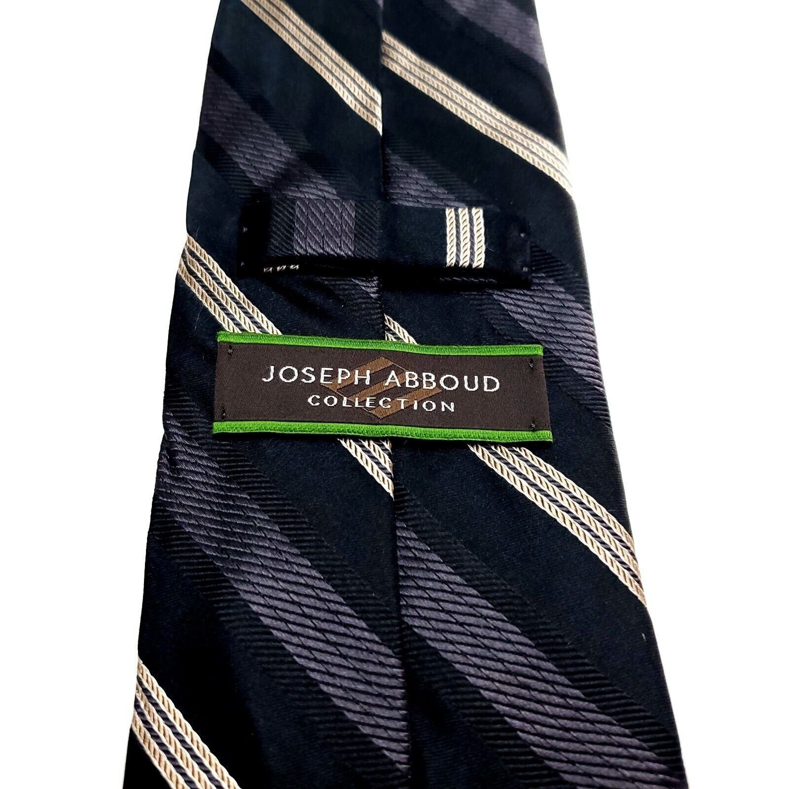 Joseph Abboud Joseph Abboud Dark Blue Silk Tie Woven Striped Size ONE SIZE - 4 Thumbnail