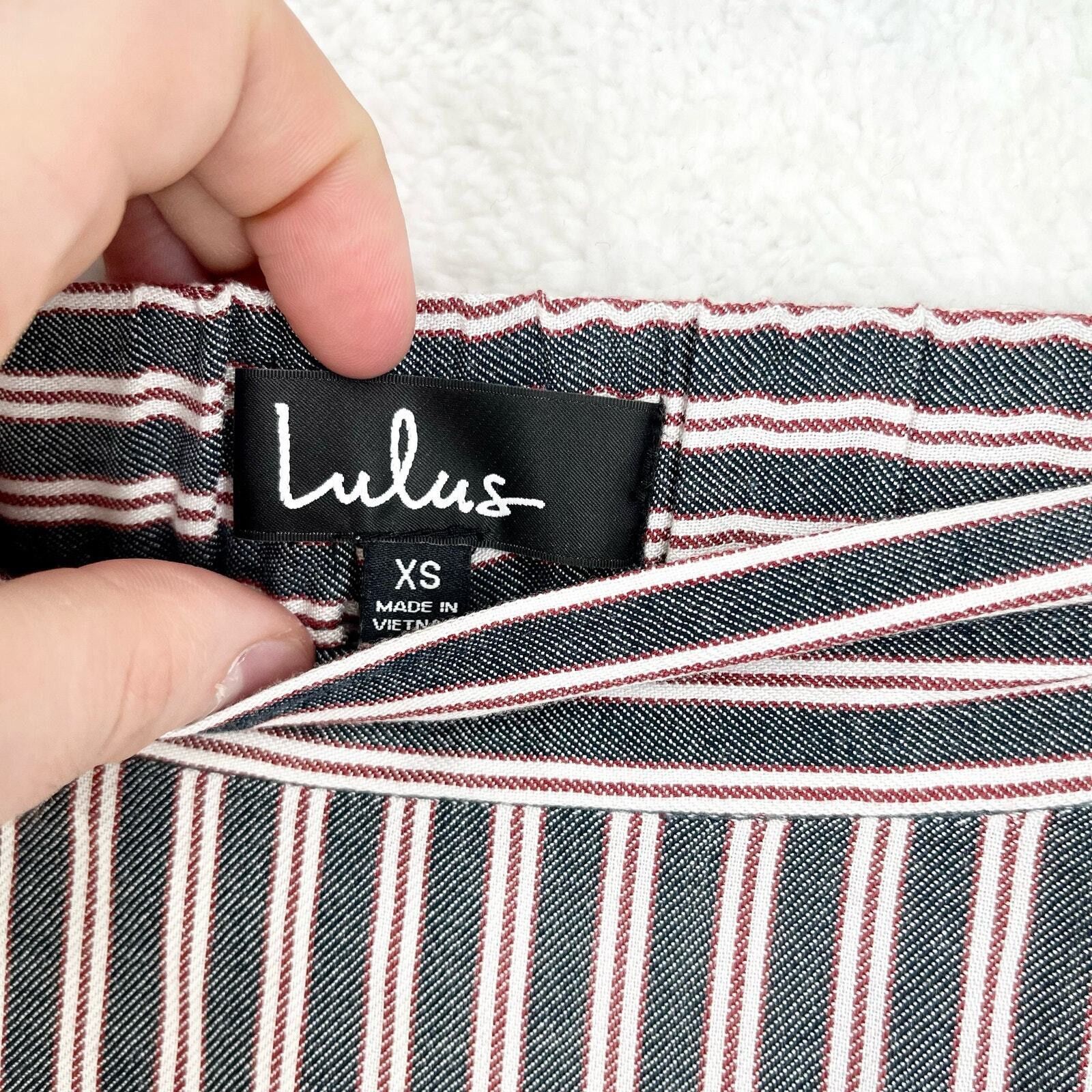 Other Lulus Stripe Burgundy Navy Asymmetrical Maxi Skirt Size XS Size 25" / US 0 / IT 36 - 3 Thumbnail