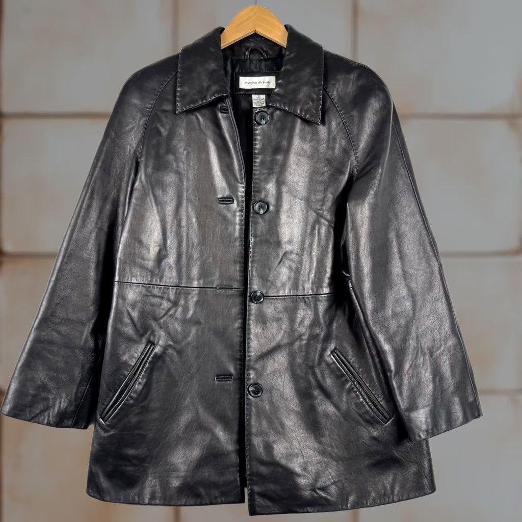 Preston & York VINTAGE Preston & York Women’s Coat Leather Over Black Medium Overcoat Wool? No, Leather. Size M / US 6-8 / IT 42-44 - 1 Thumbnail