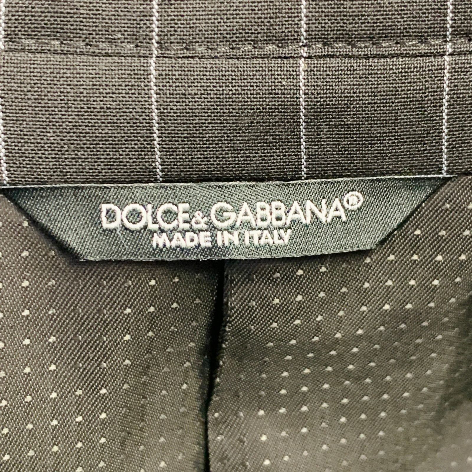 Dolce & Gabbana DOLCE & GABBANA Black Grey Pinstripe Polyester Blend Suit Size 42R - 8 Thumbnail