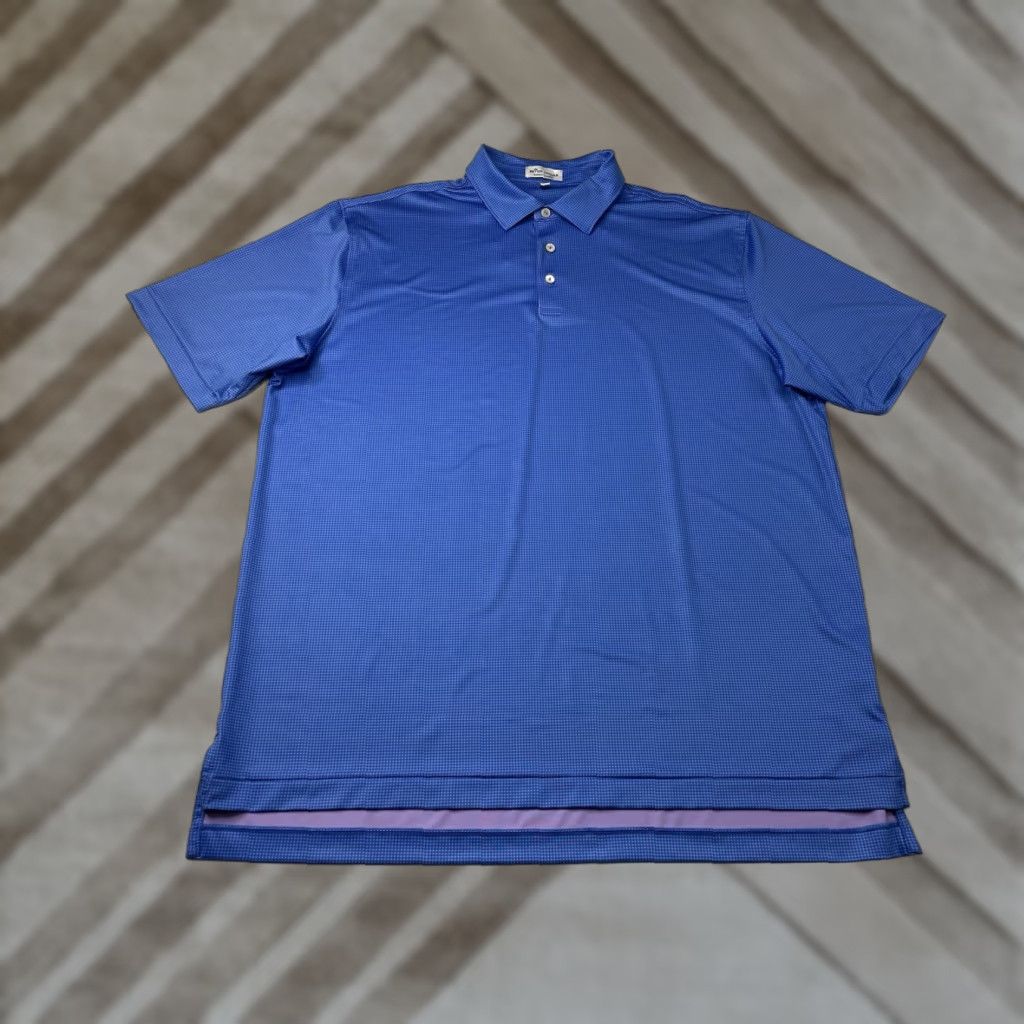 Peter Millar Peter Millar Summer Comfort Polo Shirt Men’s XL Short Sleeve Golf Polka Dots AOP Blue Comfortable Breathable Stretch Geometric Pattern Size US XL / EU 56 / 4 - 1 Thumbnail