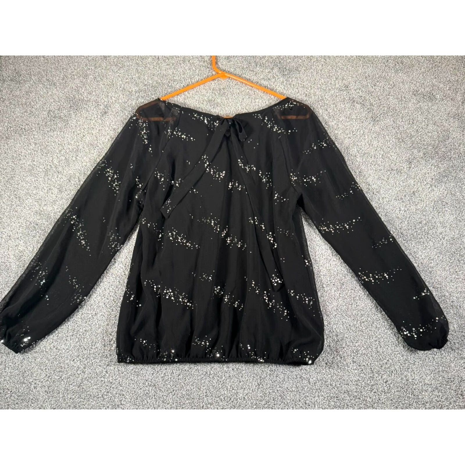 Vintage Valerie Stevens Blouse Shirt Medium M Women Dark Fairy Sequin Sheer Balloon Sleeve Polka Dot Casual Party/Cocktail Vintage No Mens Women Size M / US 6-8 / IT 42-44 - 5 Thumbnail
