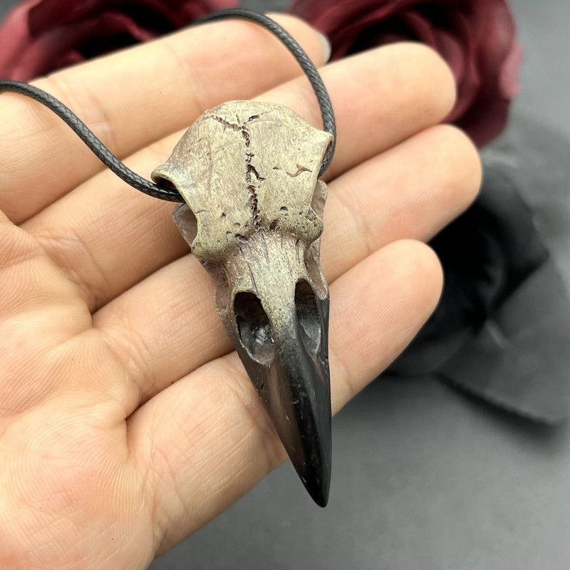 Jewelry 3D Goth Raven Raven Skull Necklace Size ONE SIZE - 1 Thumbnail