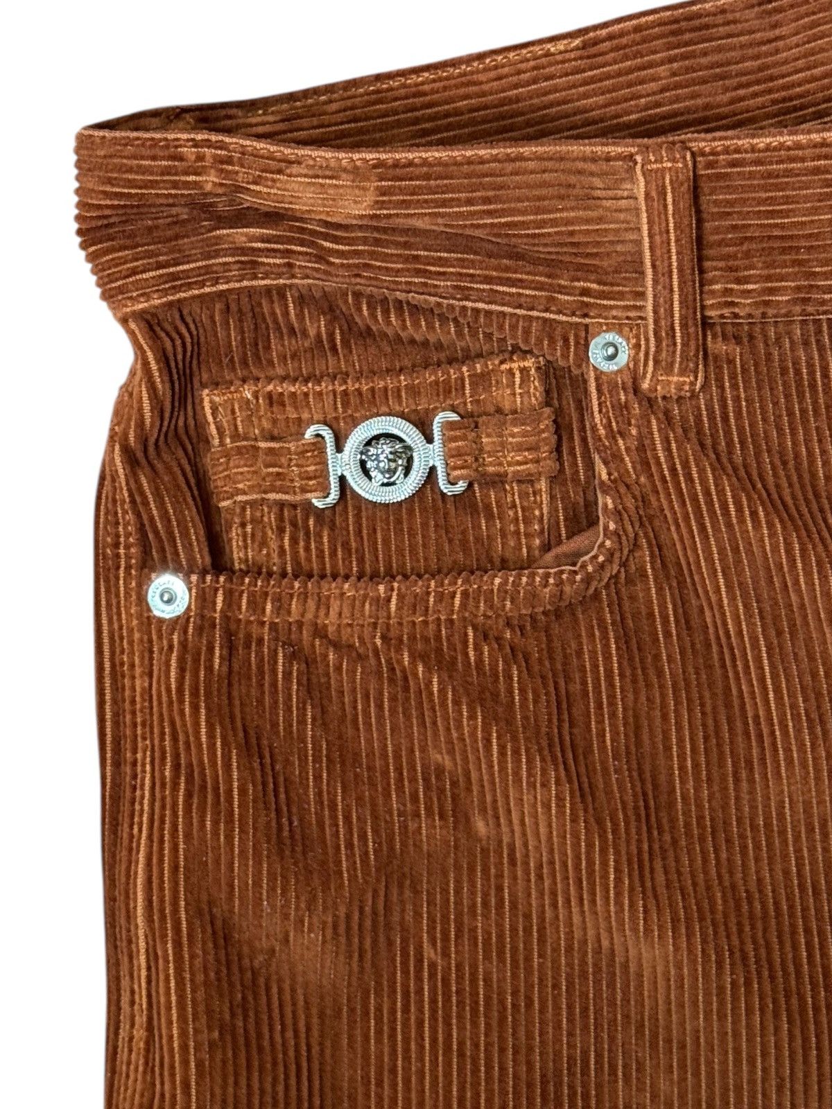 Versace Versace Brown Corduroy Pants with Medusa Logo – 32 Size US 32 / EU 48 - 3 Thumbnail