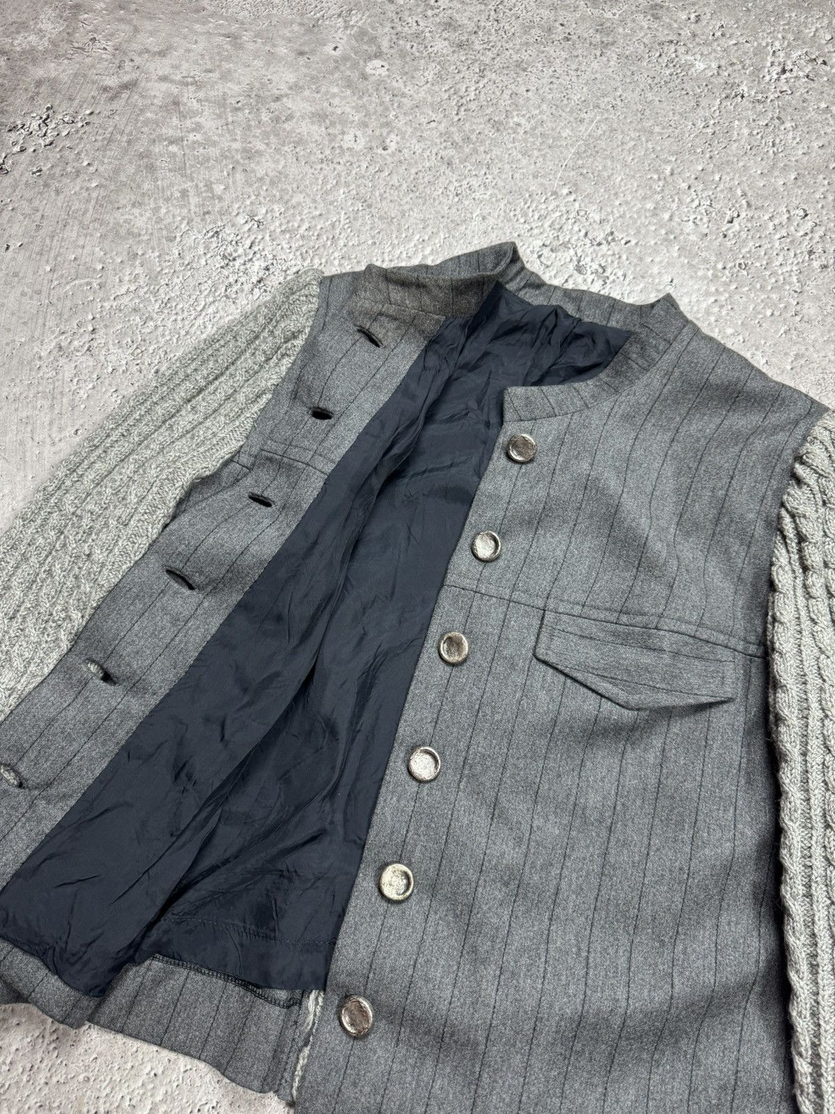 Other Designer Wool Blend Jacket Cable Knit Sleeves Gray Coat Size M / US 6-8 / IT 42-44 - 7 Thumbnail