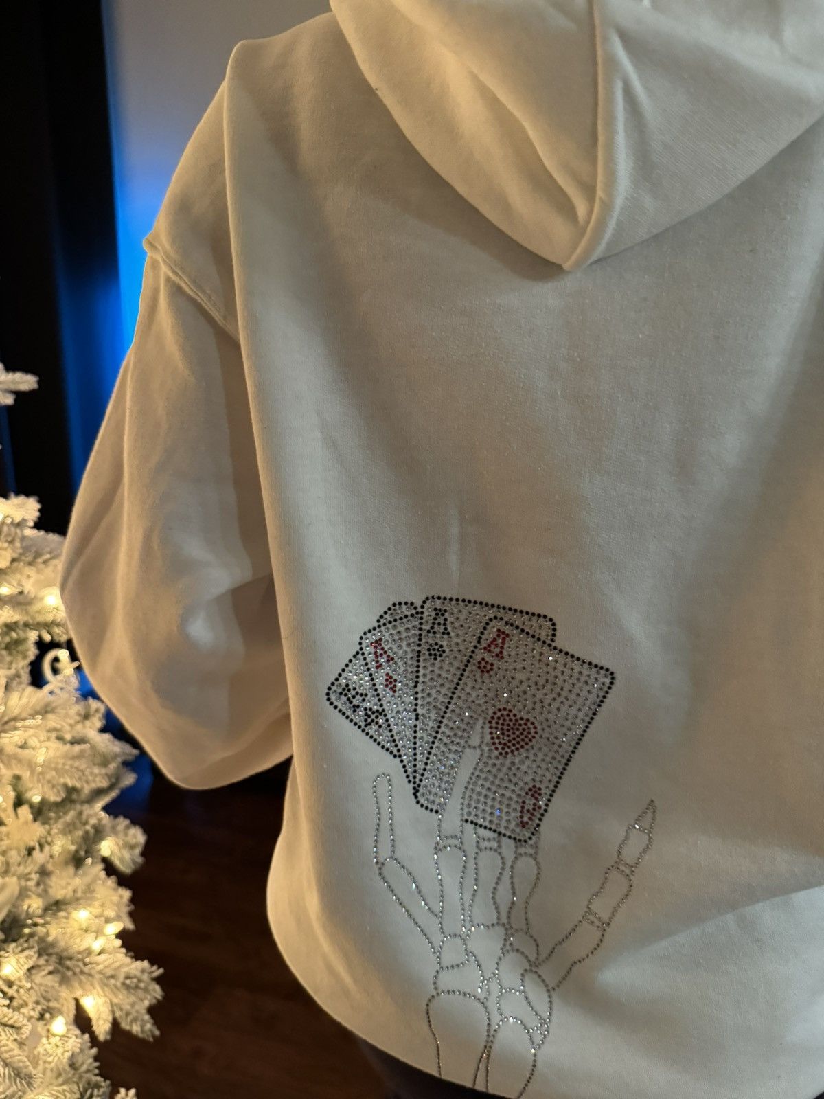 Vintage Rhinestones Poker Cards Cross Vintage Hoodie Size US M / EU 48-50 / 2 - 8 Thumbnail