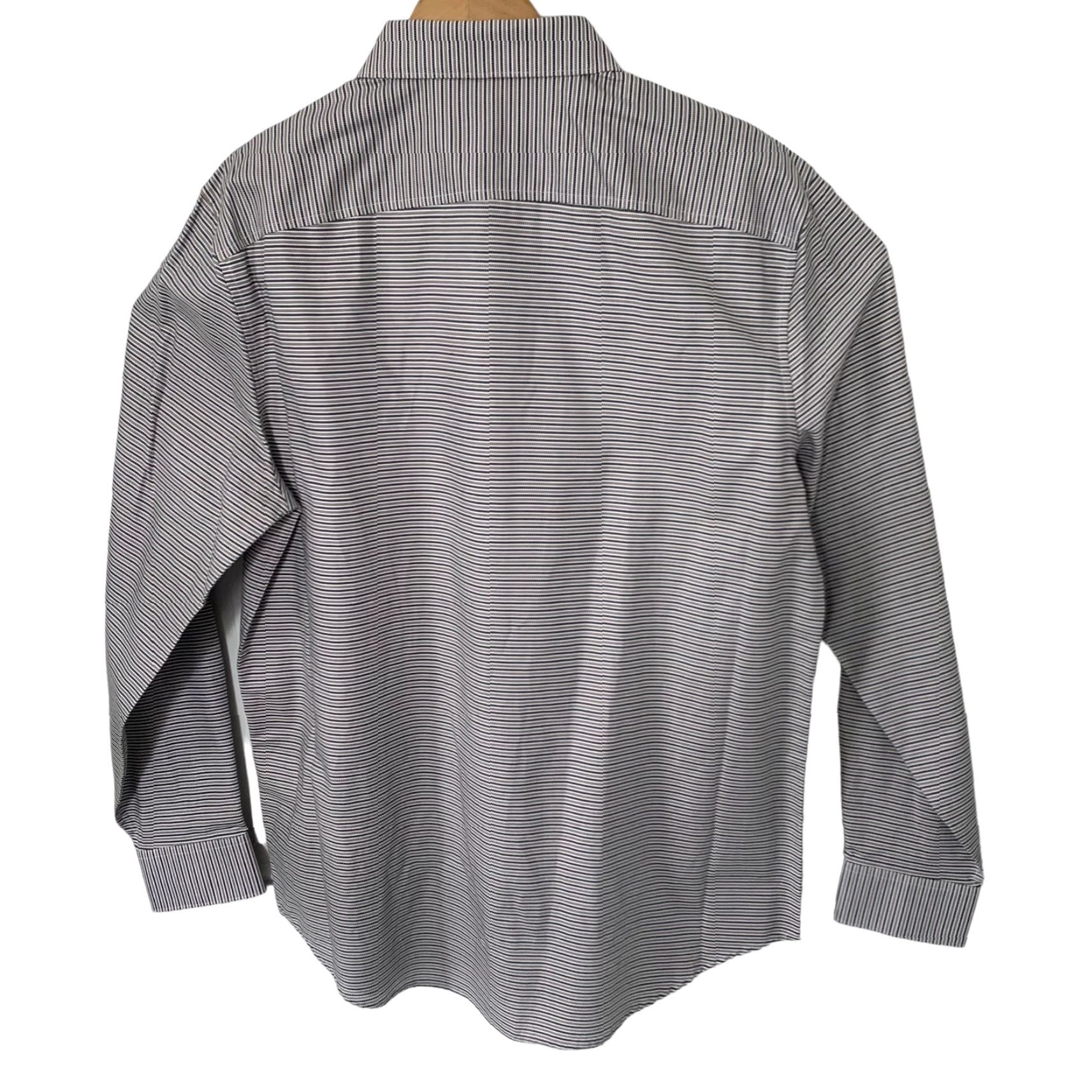 Perry Ellis Perry Ellis Shirt Mens Large Striped Print 100% Cotton Button Up White Long Sleeve Casual Modern Size US L / EU 52-54 / 3 - 5 Thumbnail